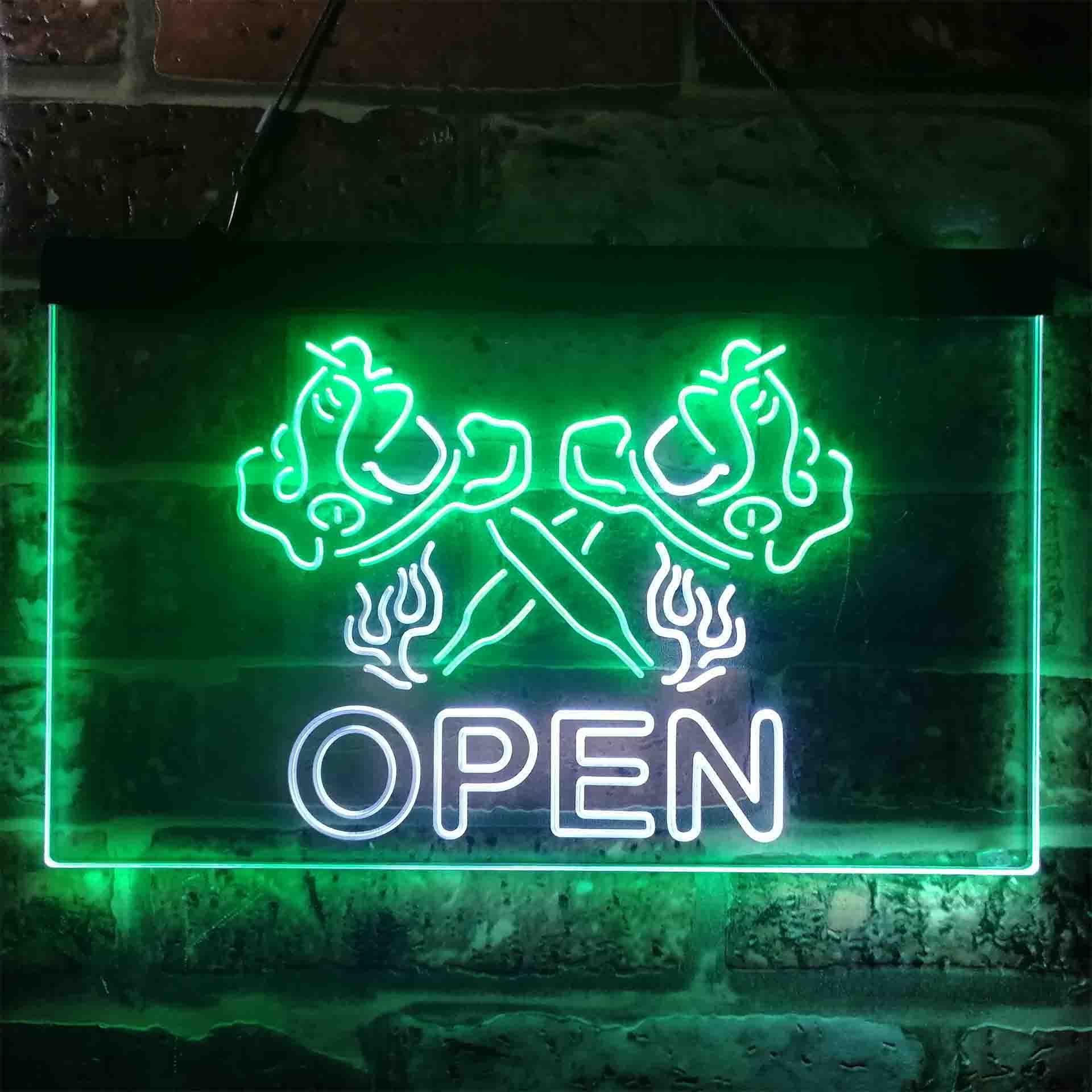 pro Tattoo Machine Shader Gun Shop Open Dual-Color LED Neon Sign