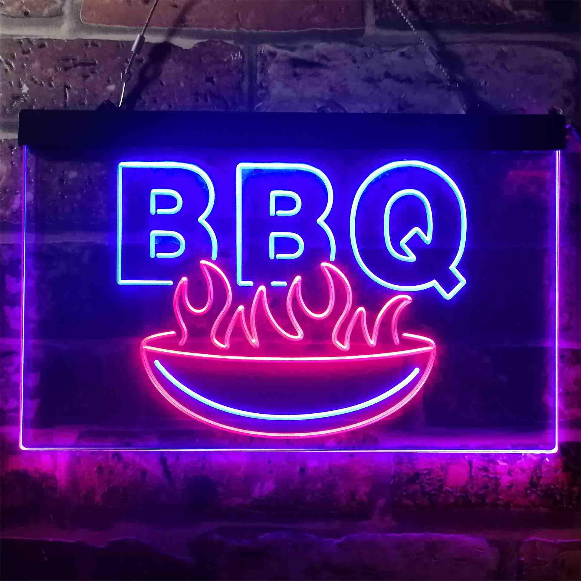 pro BBQ Fire Home Decoration Dual-Color LED Neon Sign
