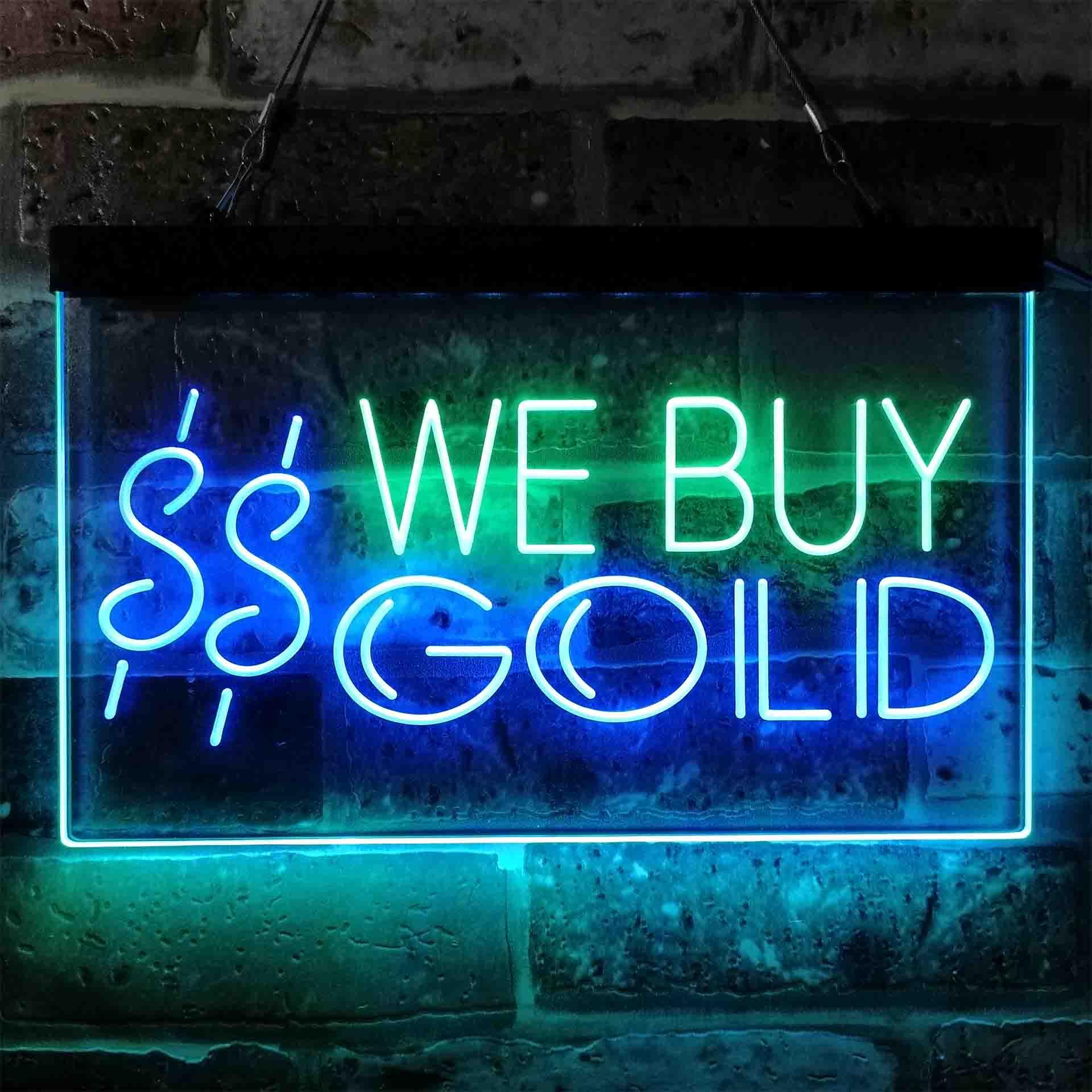 pro We Buy Gold Dual-Color LED Neon Sign