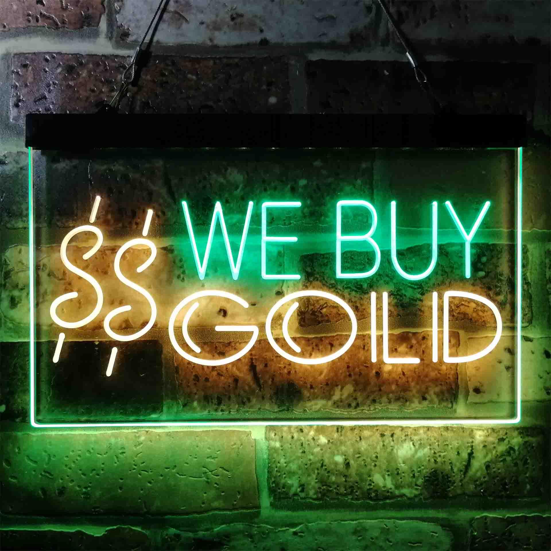 pro We Buy Gold Dual-Color LED Neon Sign