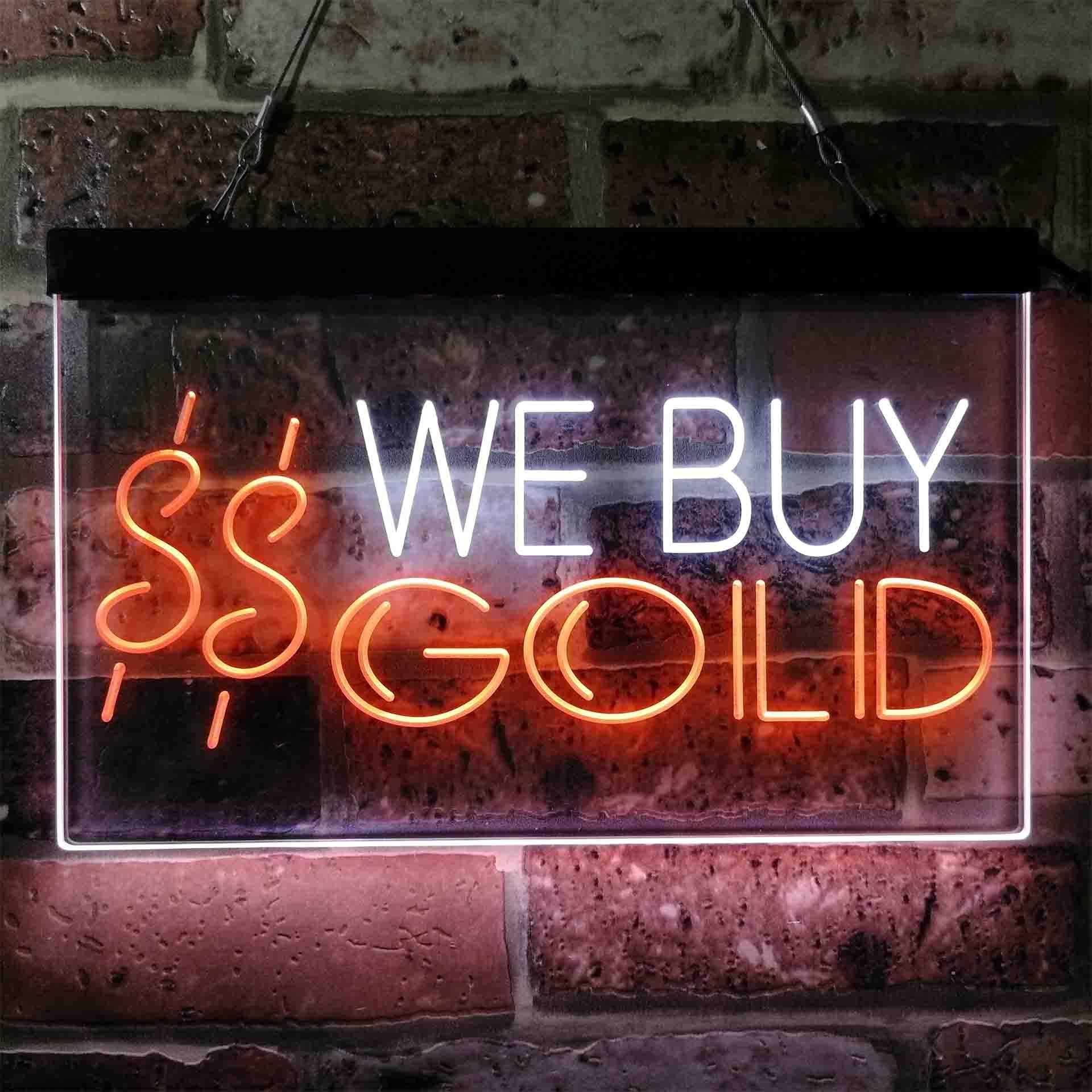 pro We Buy Gold Dual-Color LED Neon Sign