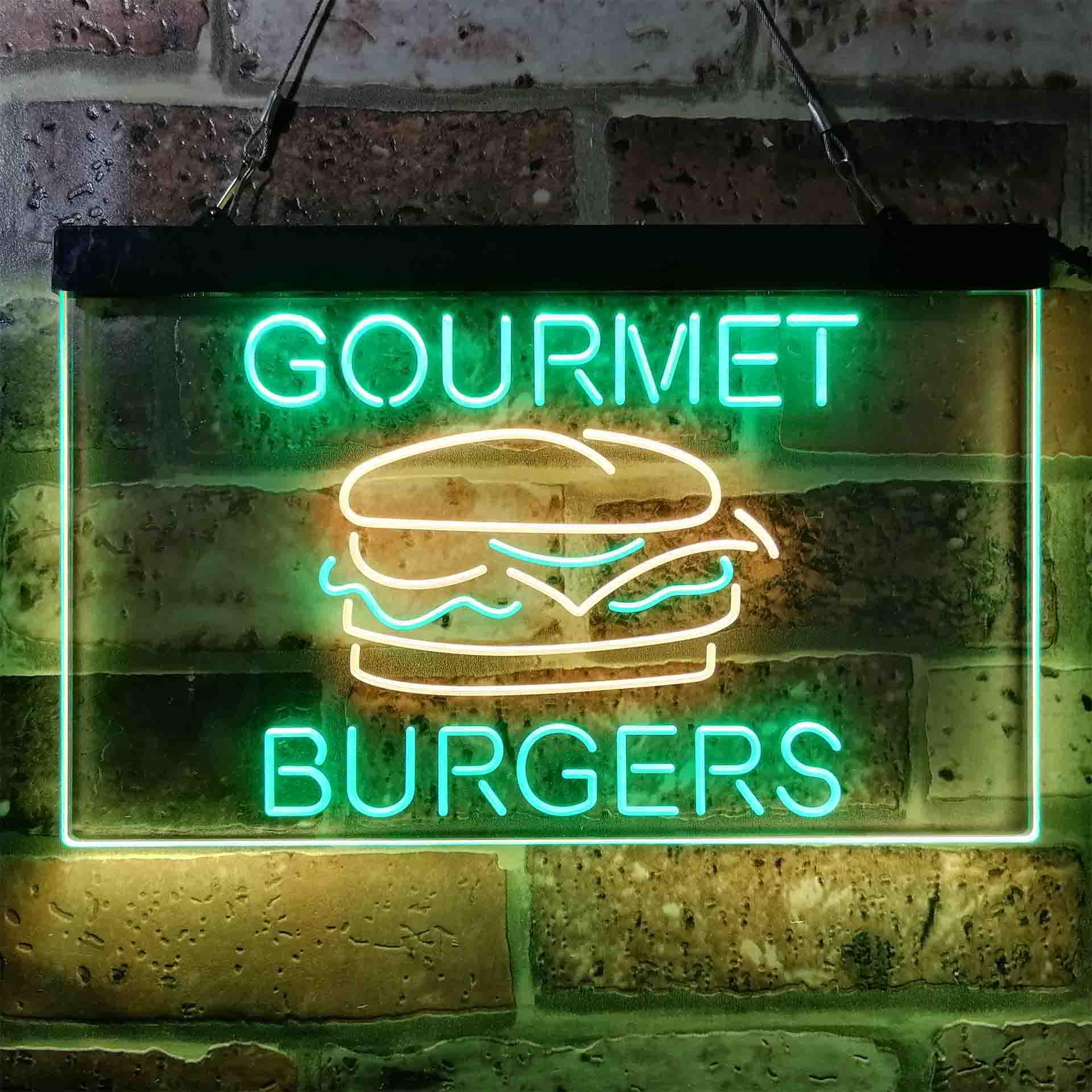 Burger Prom Signs pro Gourmet Burgers Cafe Dual-Color LED Neon Sign