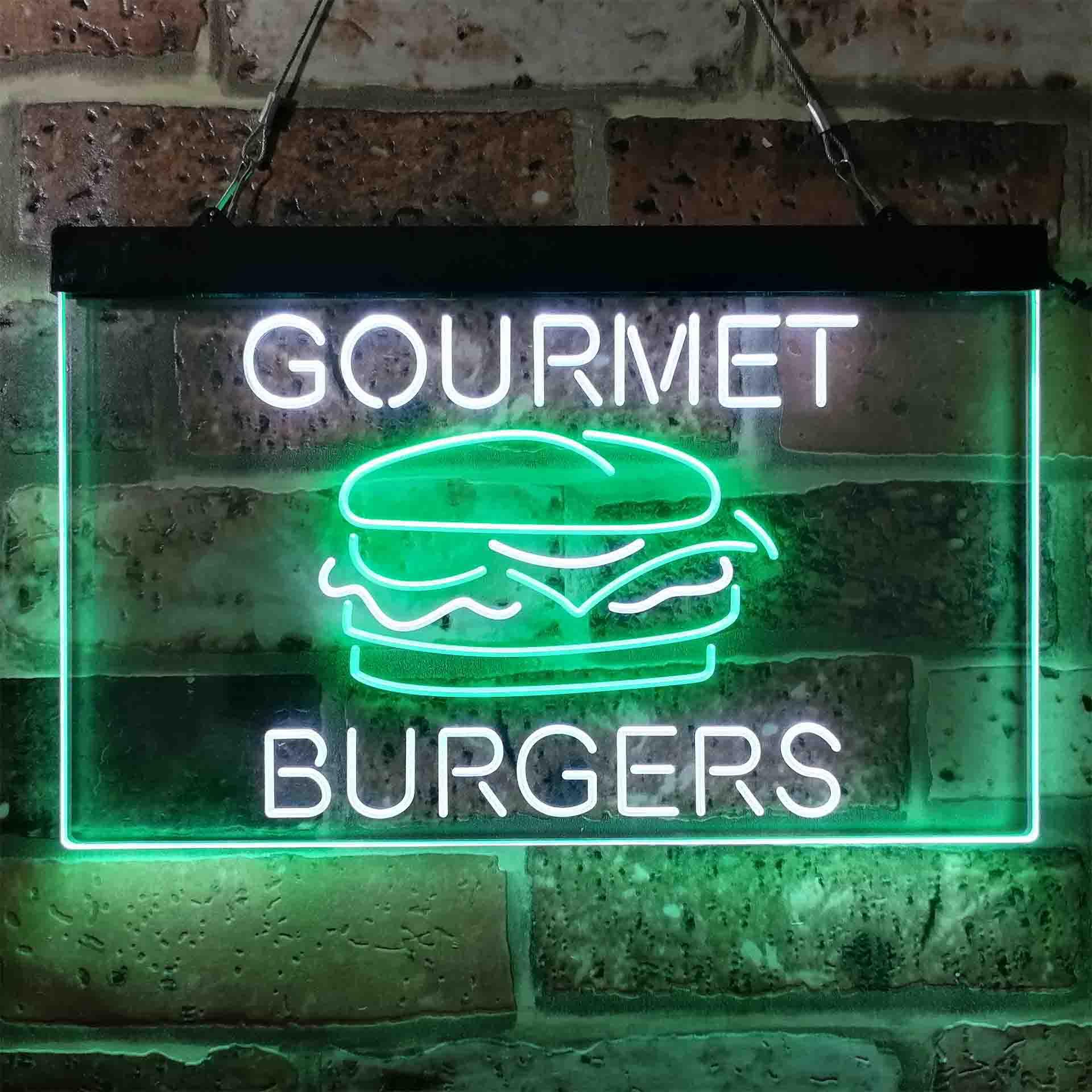 pro Gourmet Burgers Cafe Dual-Color LED Neon Sign