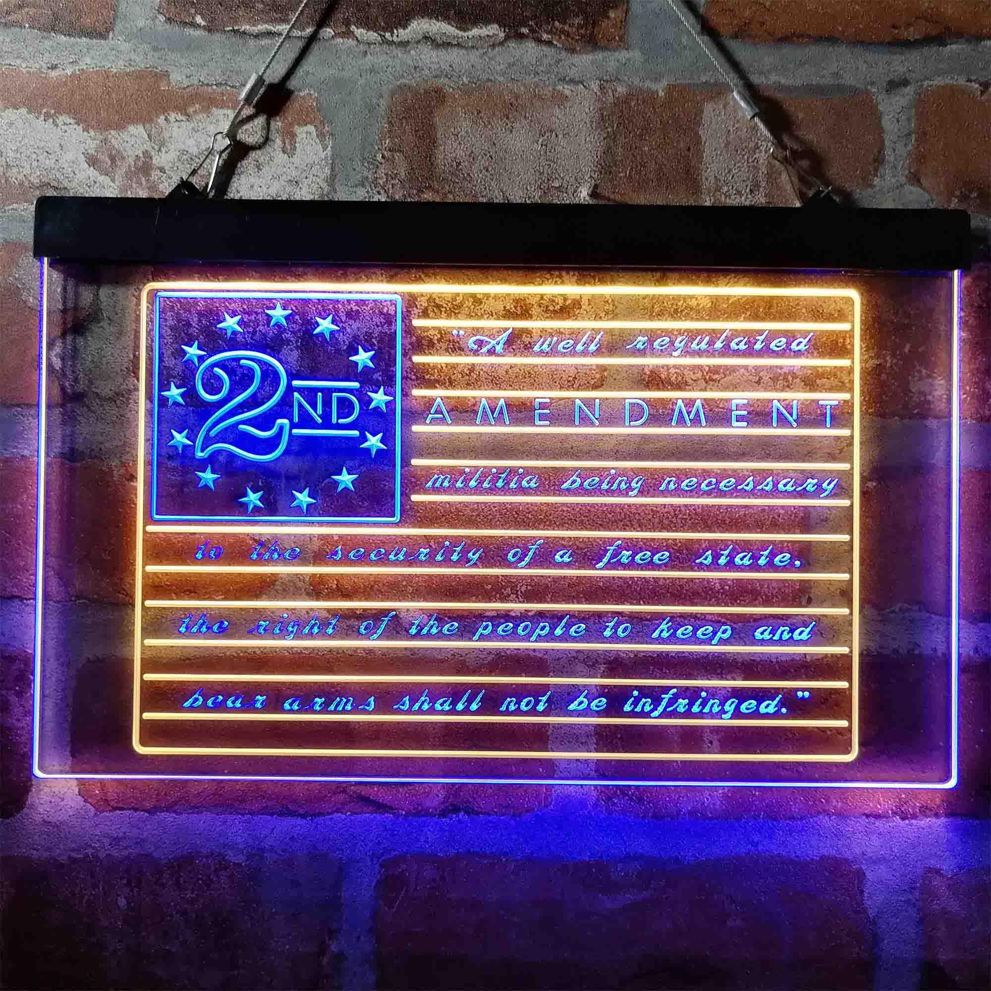 pro 2nd Amendment Brand Vintage American Flag Dual-Color LED Neon Sign