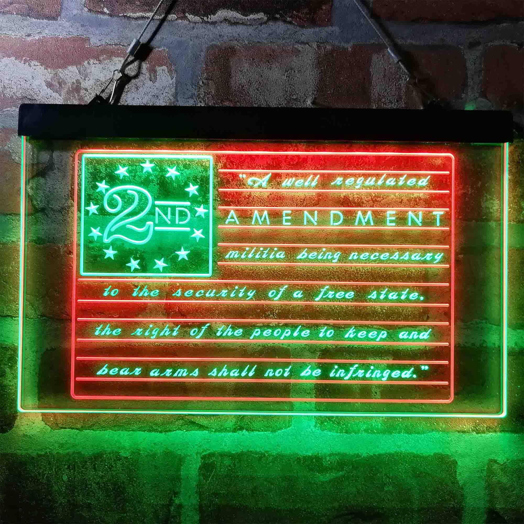 Amendment Number Sign pro 2nd Amendment Brand Vintage American Flag Dual-Color LED Neon Sign
