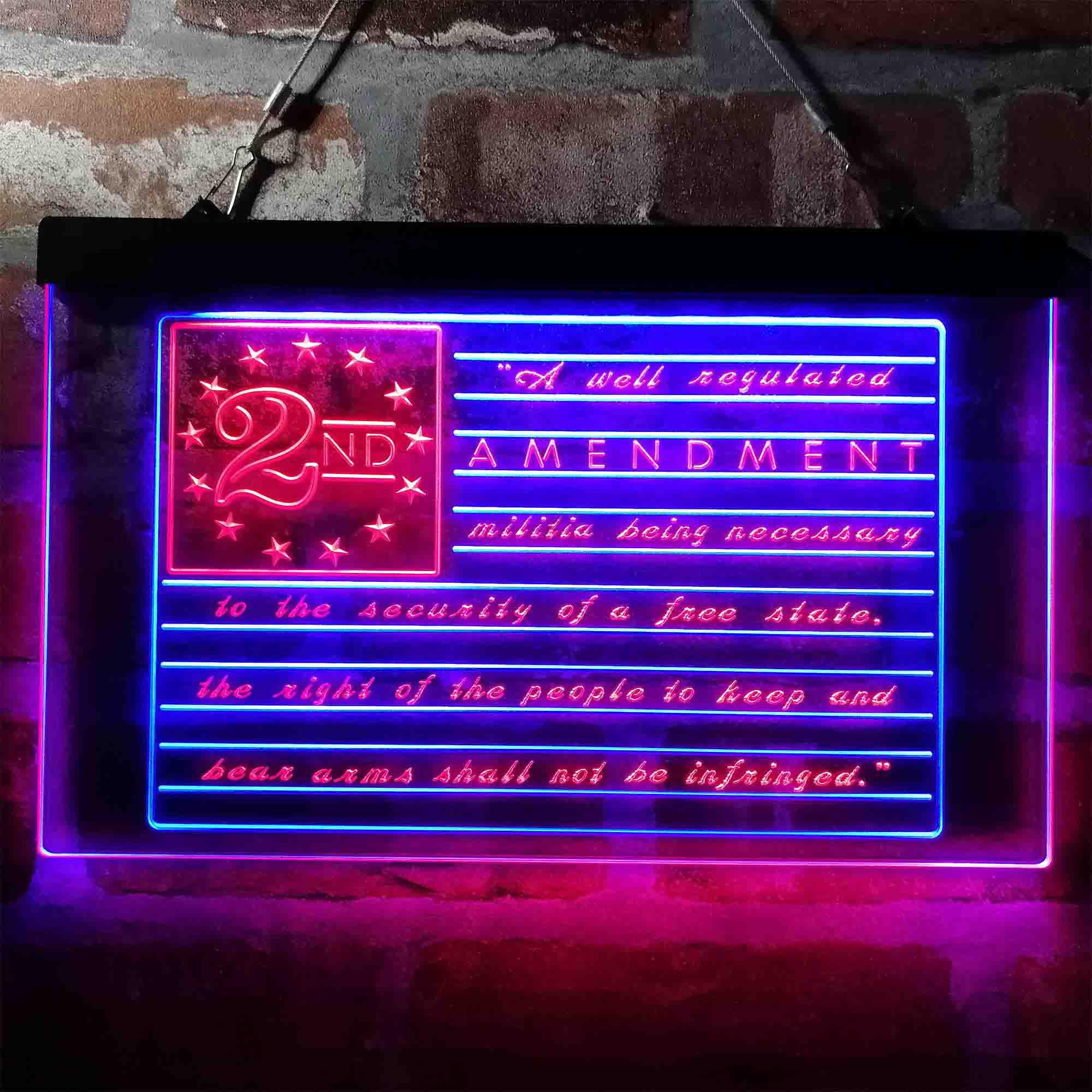 pro 2nd Amendment Brand Vintage American Flag Dual-Color LED Neon Sign