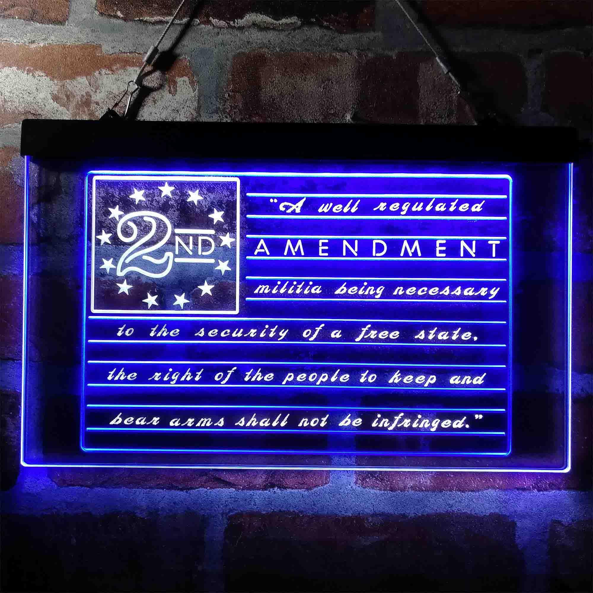 pro 2nd Amendment Brand Vintage American Flag Dual-Color LED Neon Sign