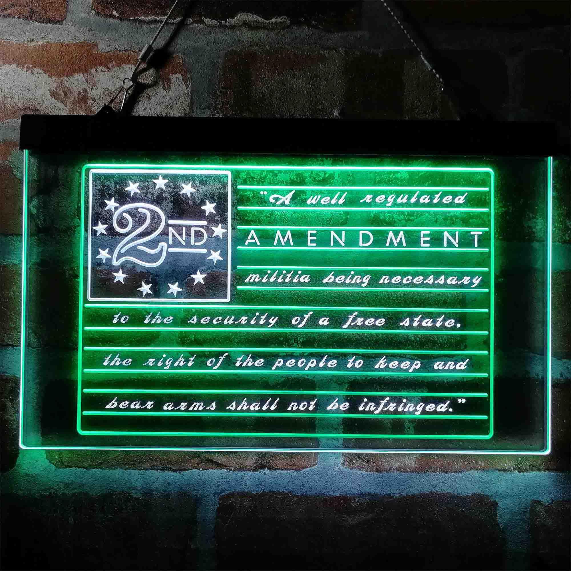 pro 2nd Amendment Brand Vintage American Flag Dual-Color LED Neon Sign
