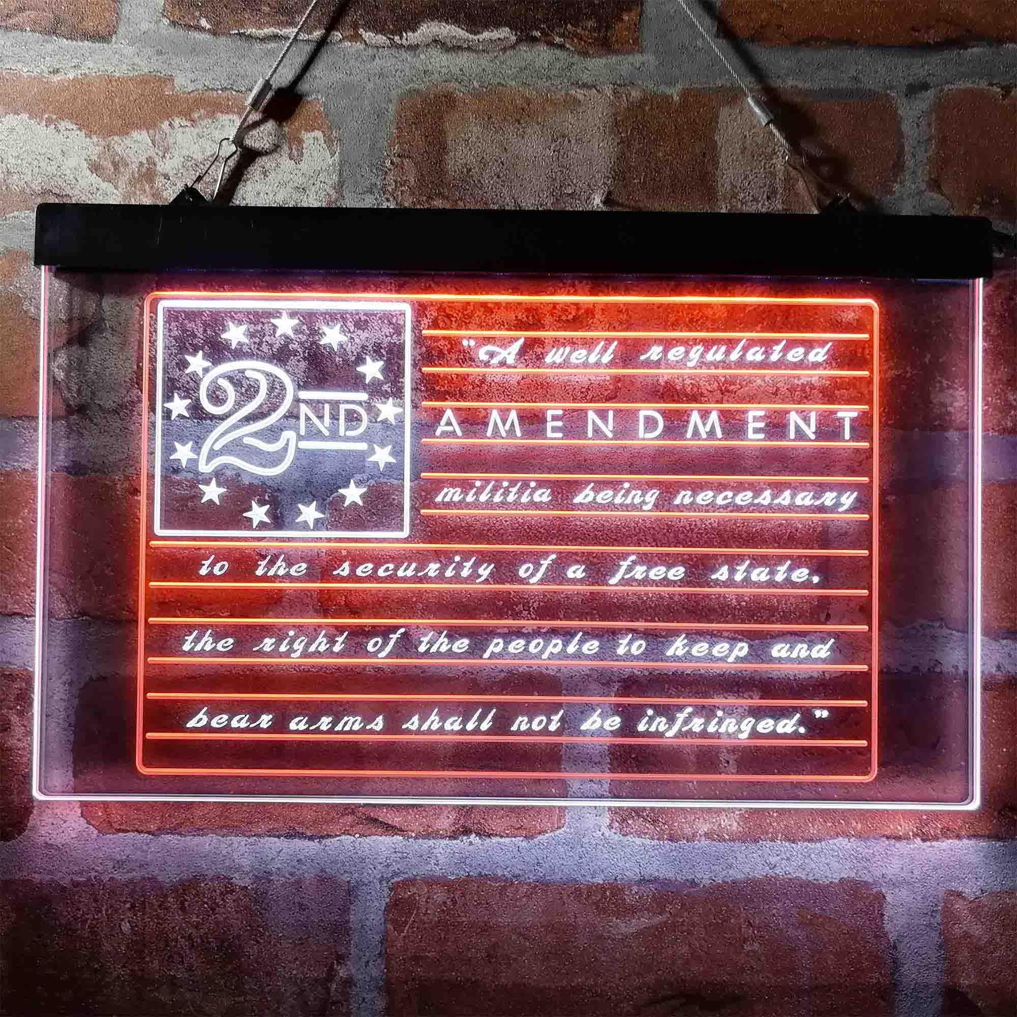 pro 2nd Amendment Brand Vintage American Flag Dual-Color LED Neon Sign