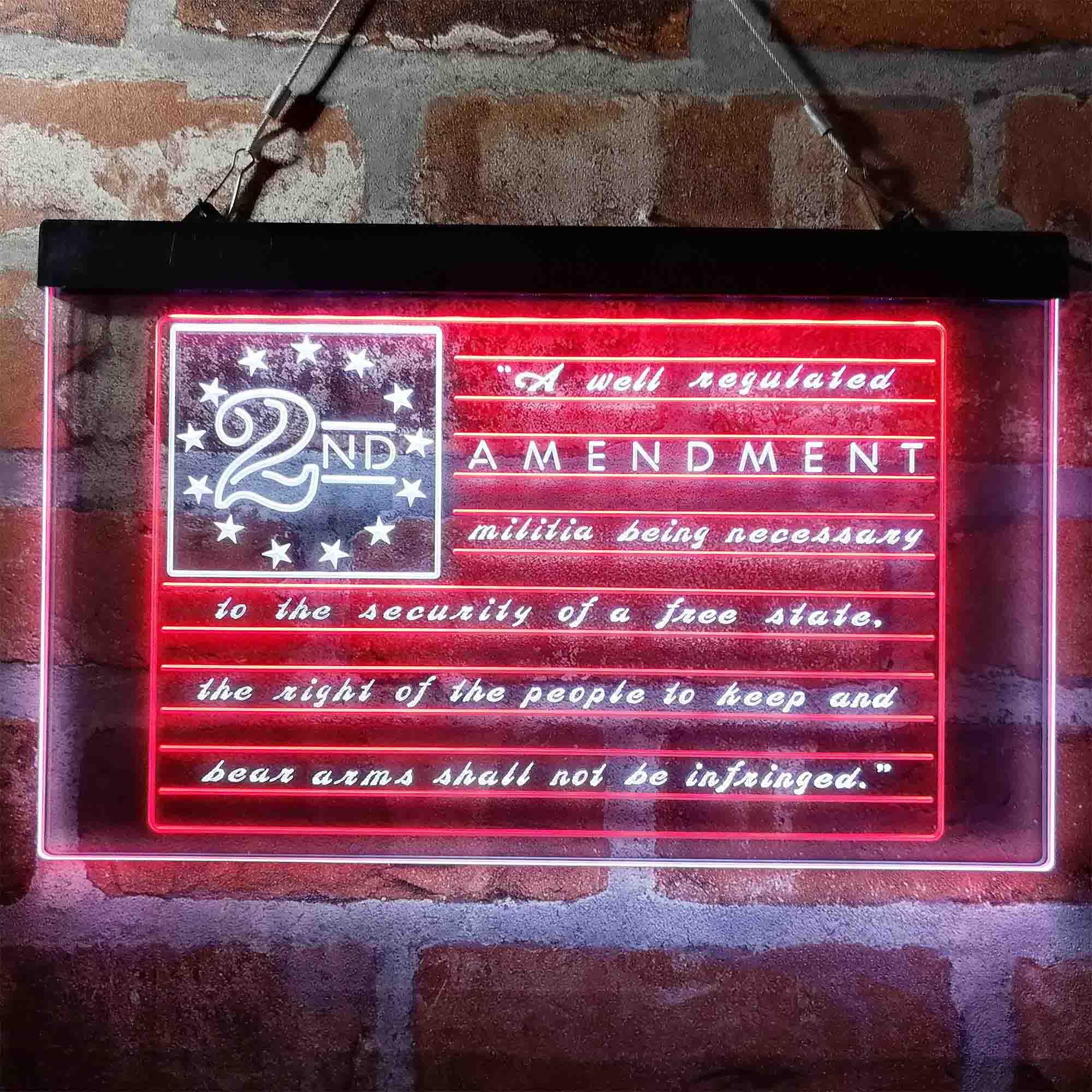 pro 2nd Amendment Brand Vintage American Flag Dual-Color LED Neon Sign