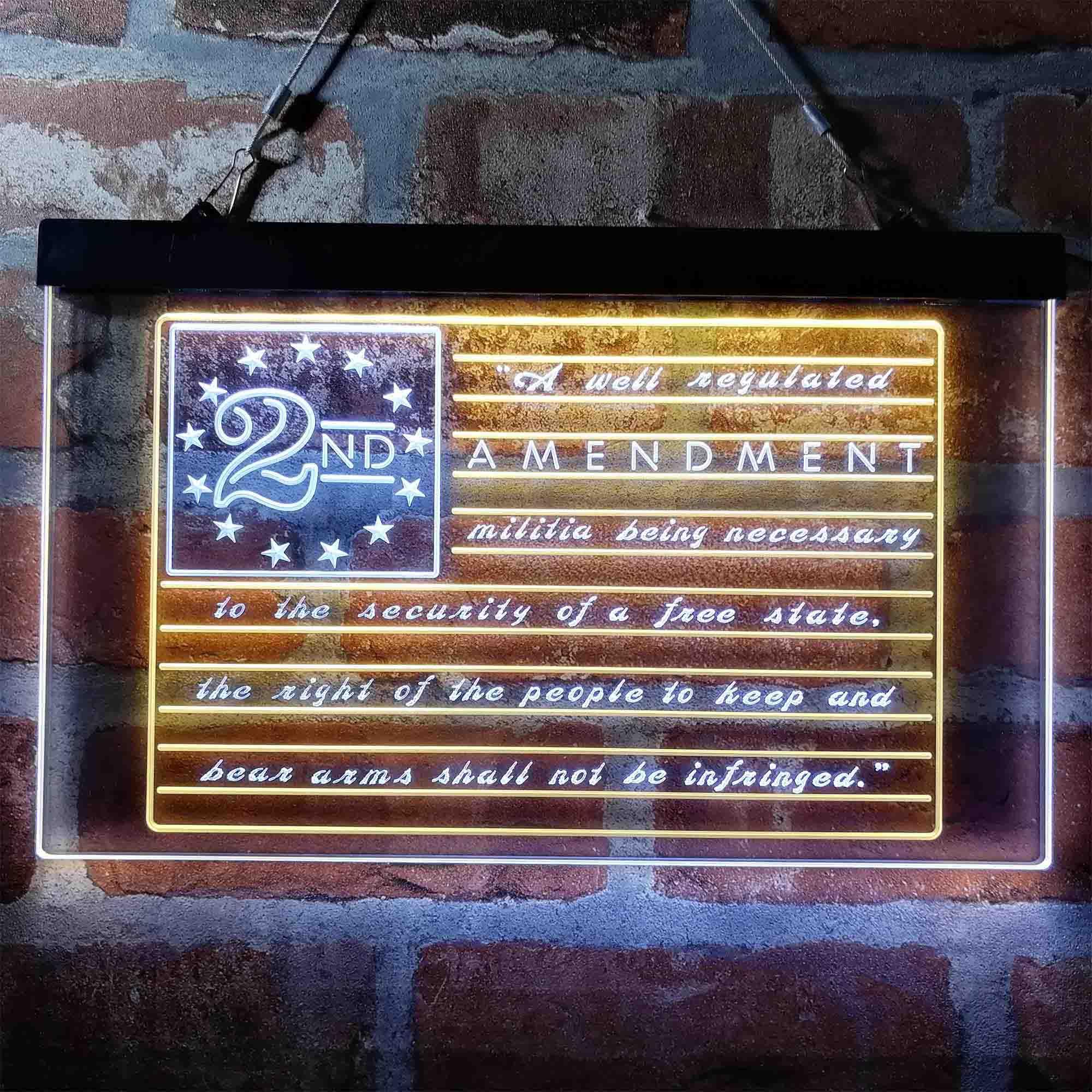 pro 2nd Amendment Brand Vintage American Flag Dual-Color LED Neon Sign