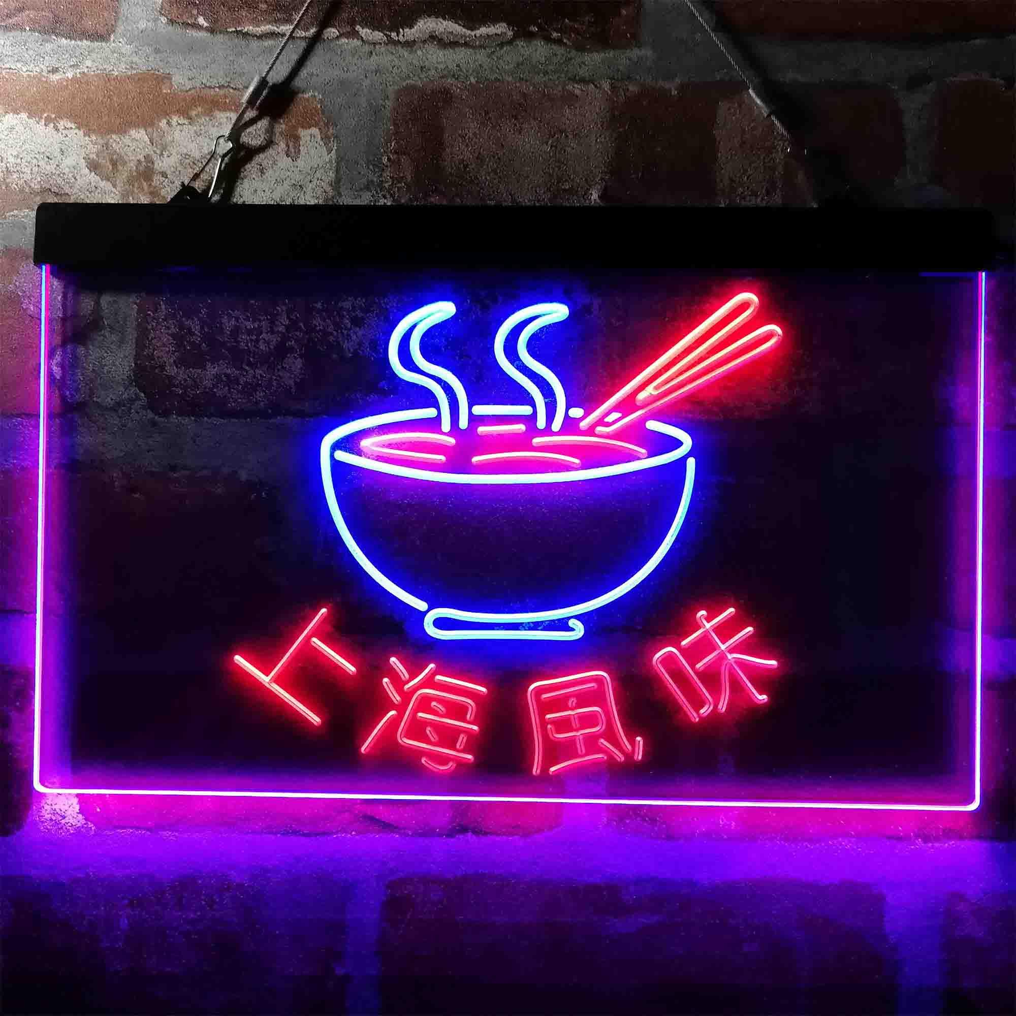 Noodles Led Sign pro Shanghai Style Chinese Noodles Food Restaurant Dual-Color LED Neon Sign