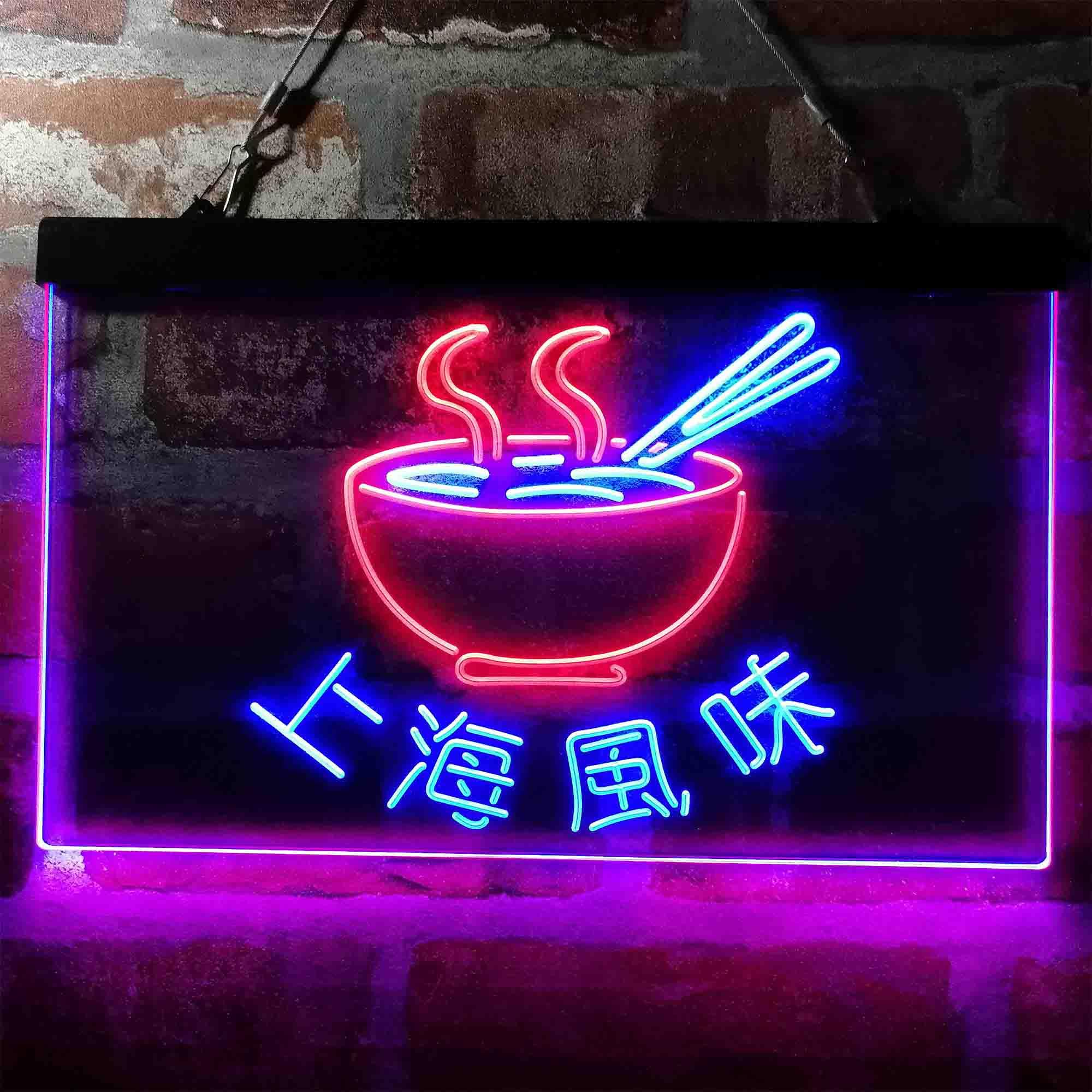 Noodles Led Sign pro Shanghai Style Chinese Noodles Food Restaurant Dual-Color LED Neon Sign