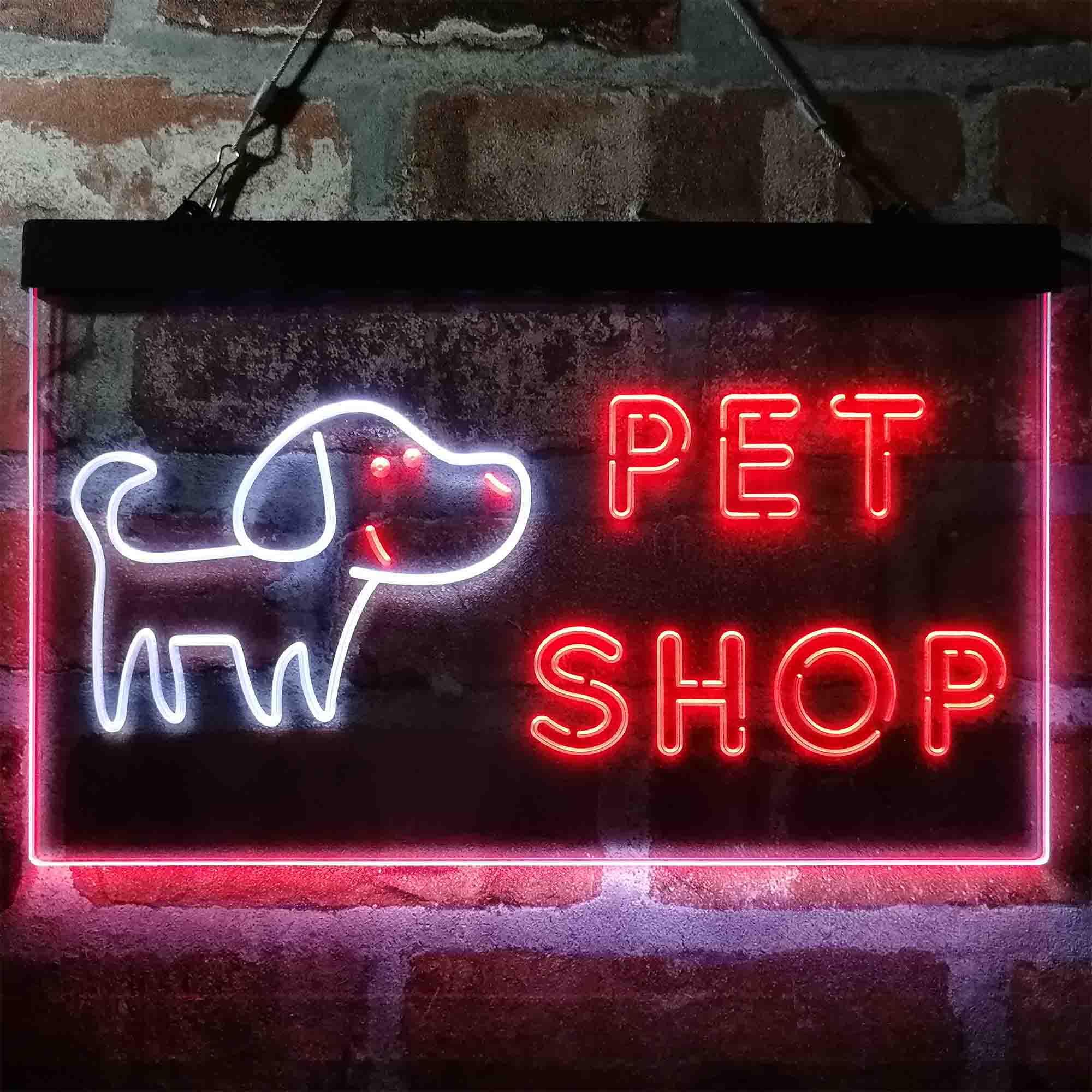 pro Pet Shop Dog Cat Animals Dual-Color LED Neon Sign