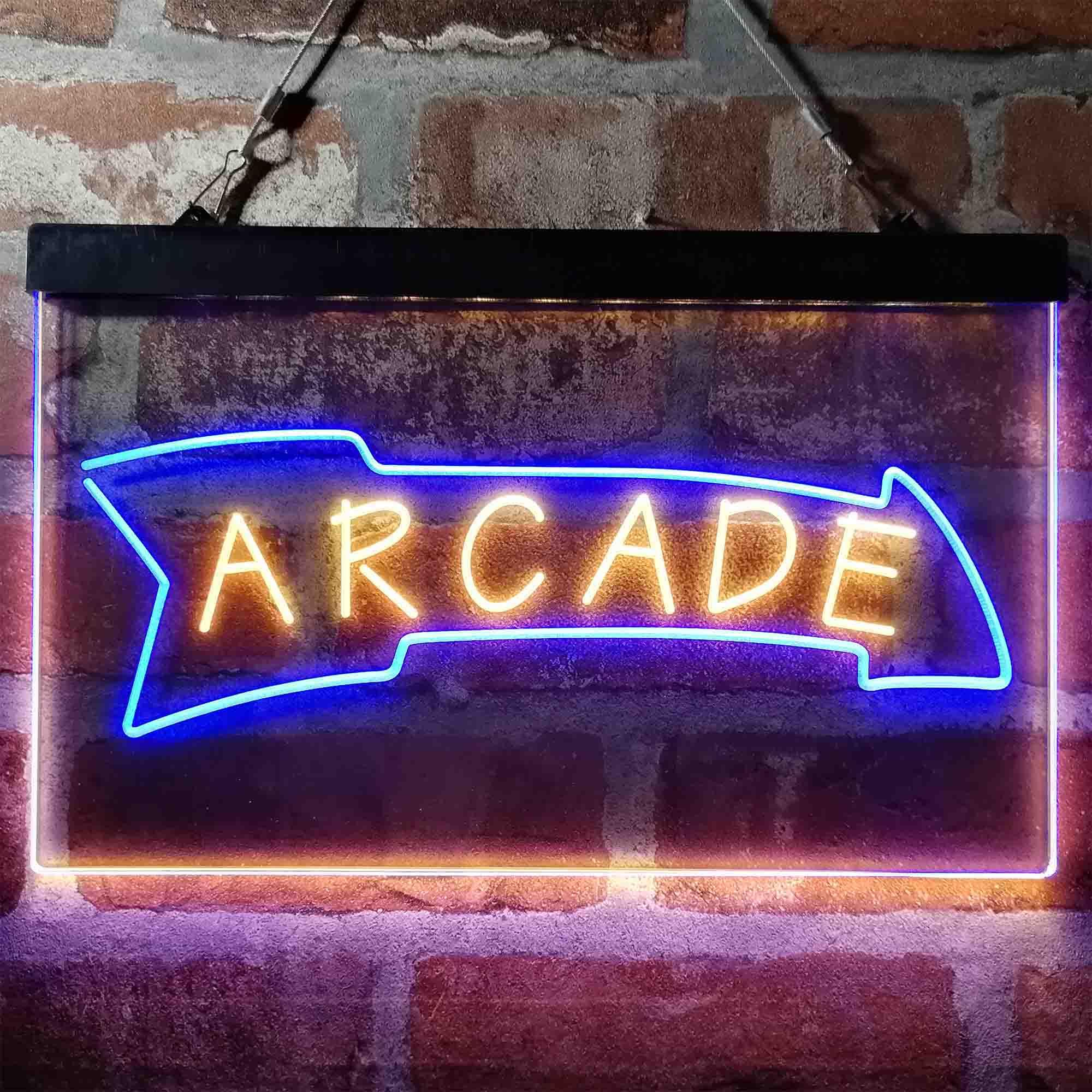 pro Arrow Down Arcade Game Room Dual-Color LED Neon Sign