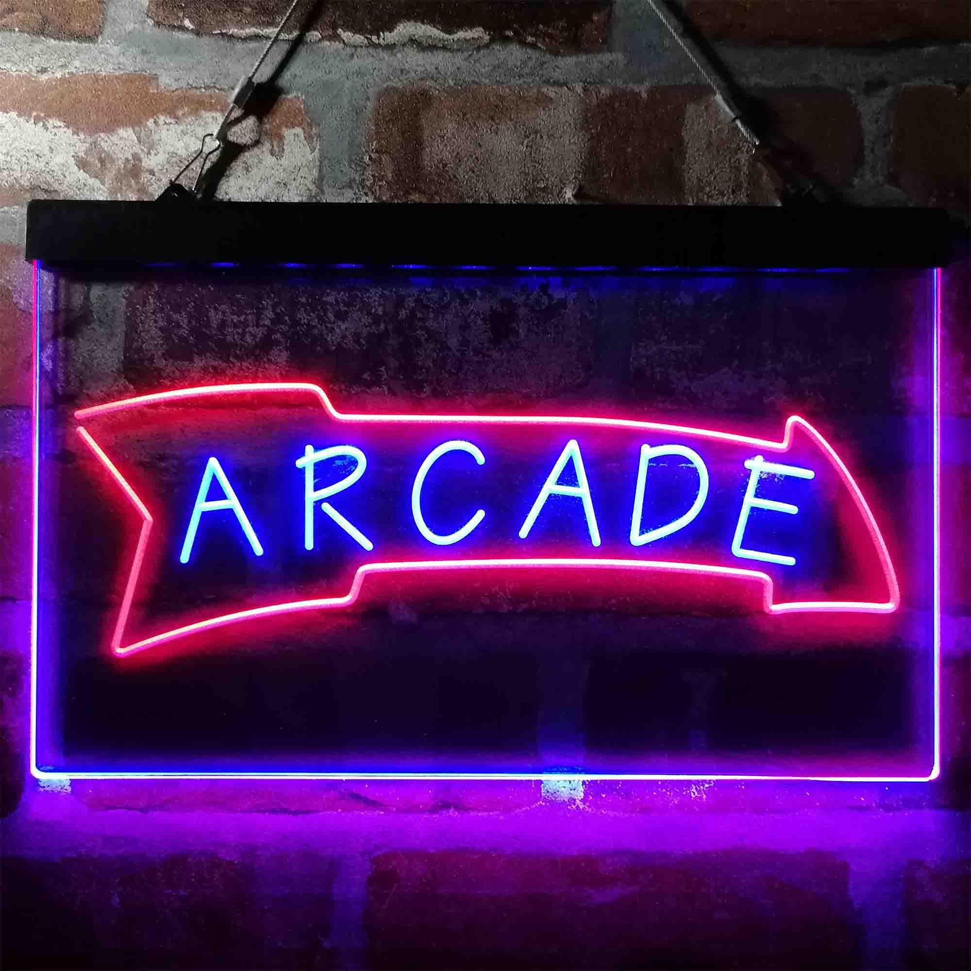 pro Arrow Down Arcade Game Room Dual-Color LED Neon Sign