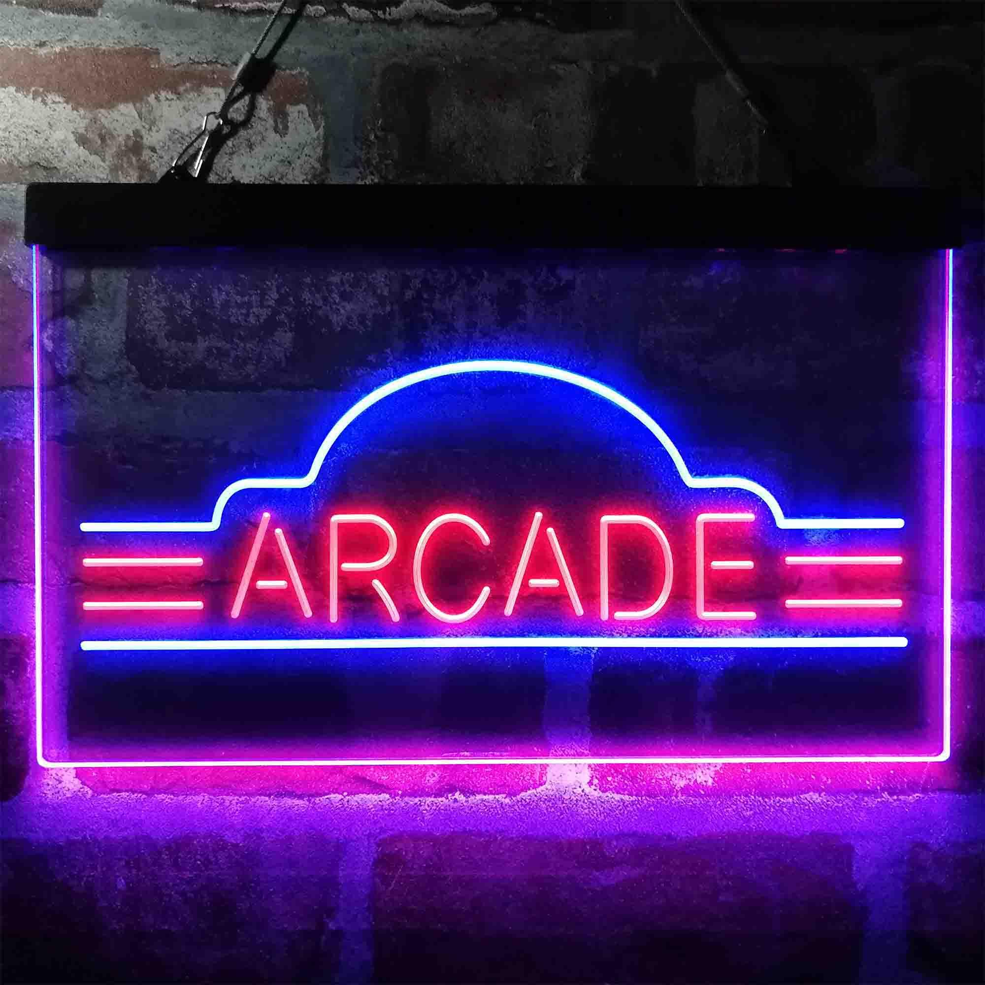 pro Vintage Arcade Video Games Display Dual-Color LED Neon Sign