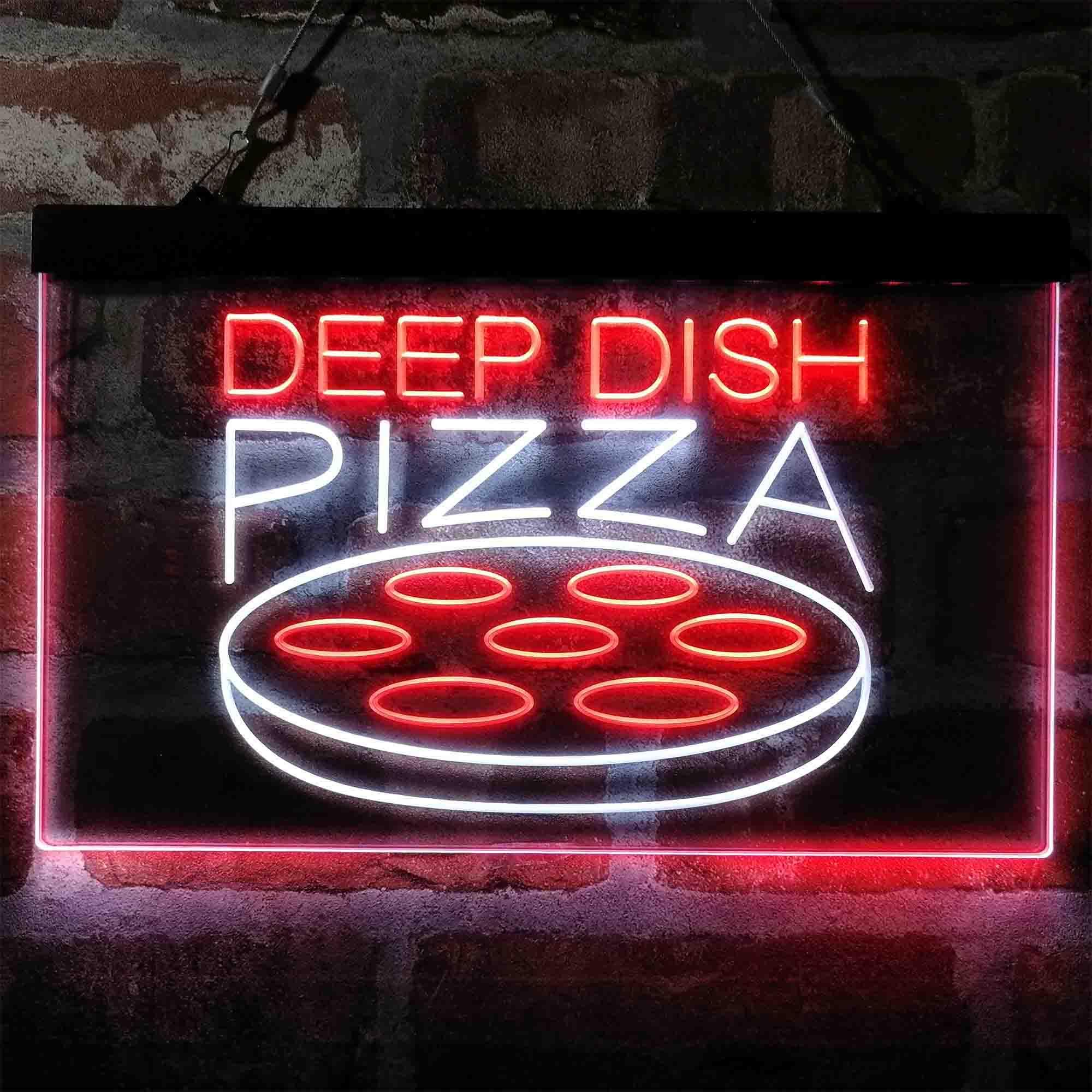 pro Deep Dish Pizza Cafe Dual-Color LED Neon Sign