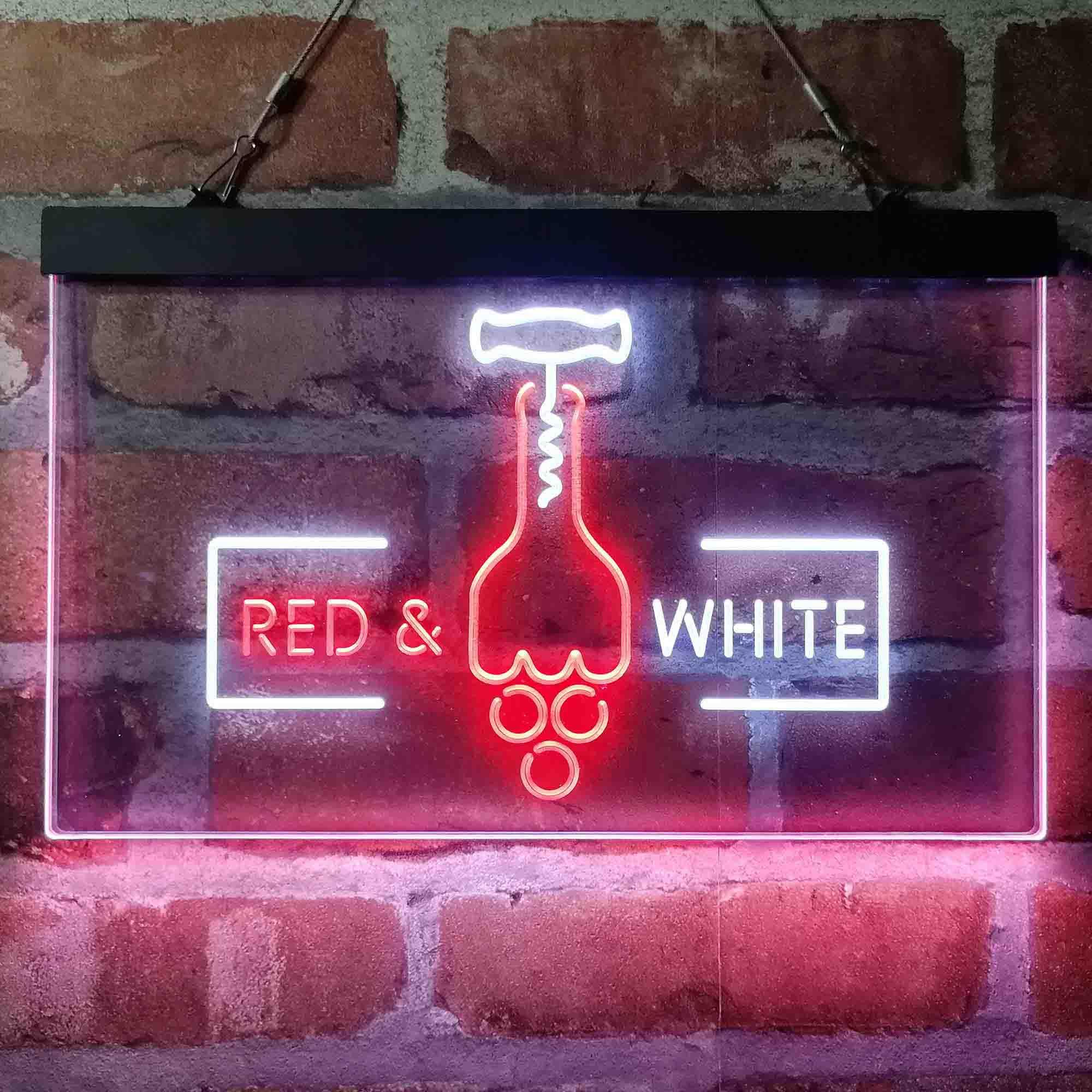 pro Red White Wine Opener Bar Display Dual-Color LED Neon Sign