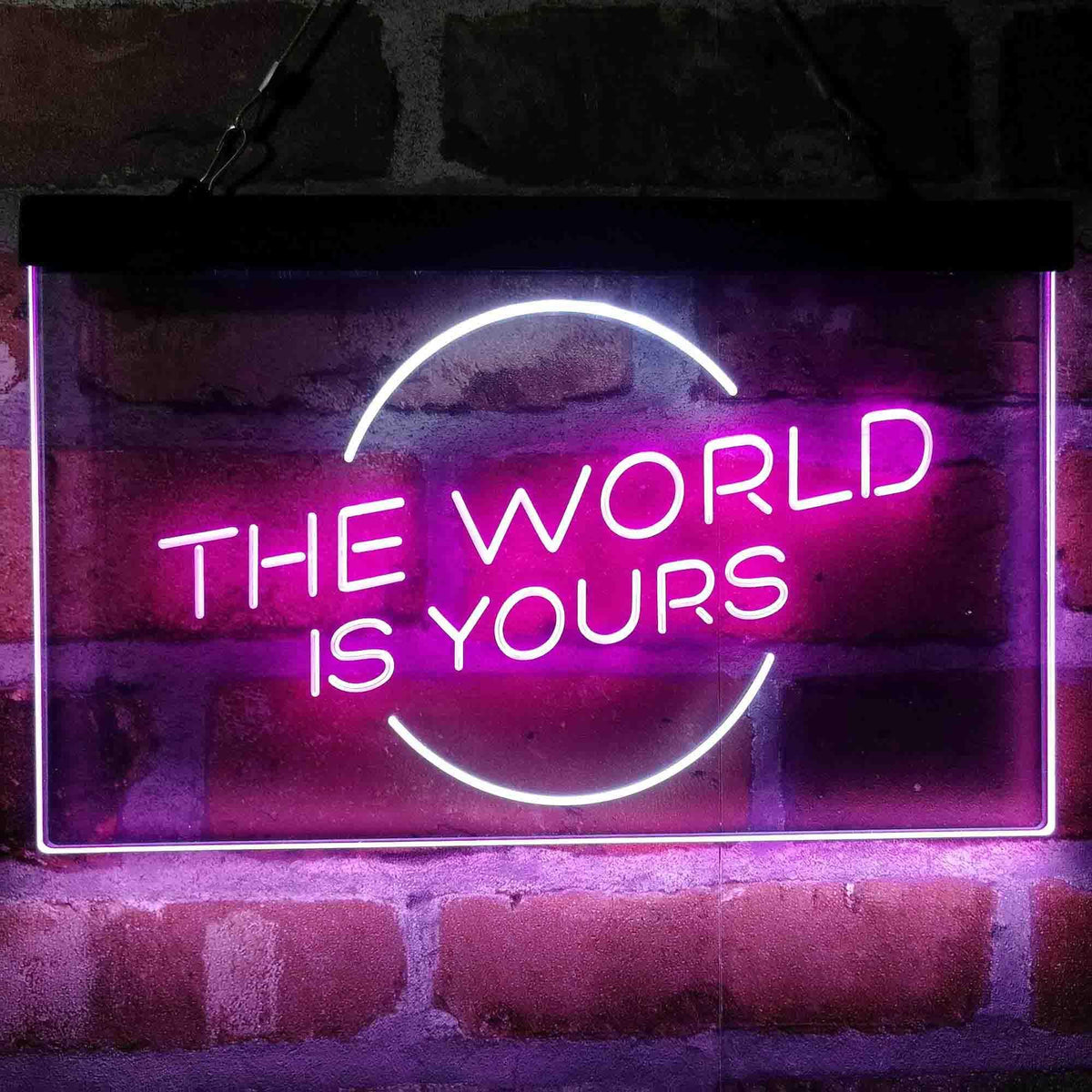 pro The World is Yours Circle Room Dual-Color LED Neon Sign