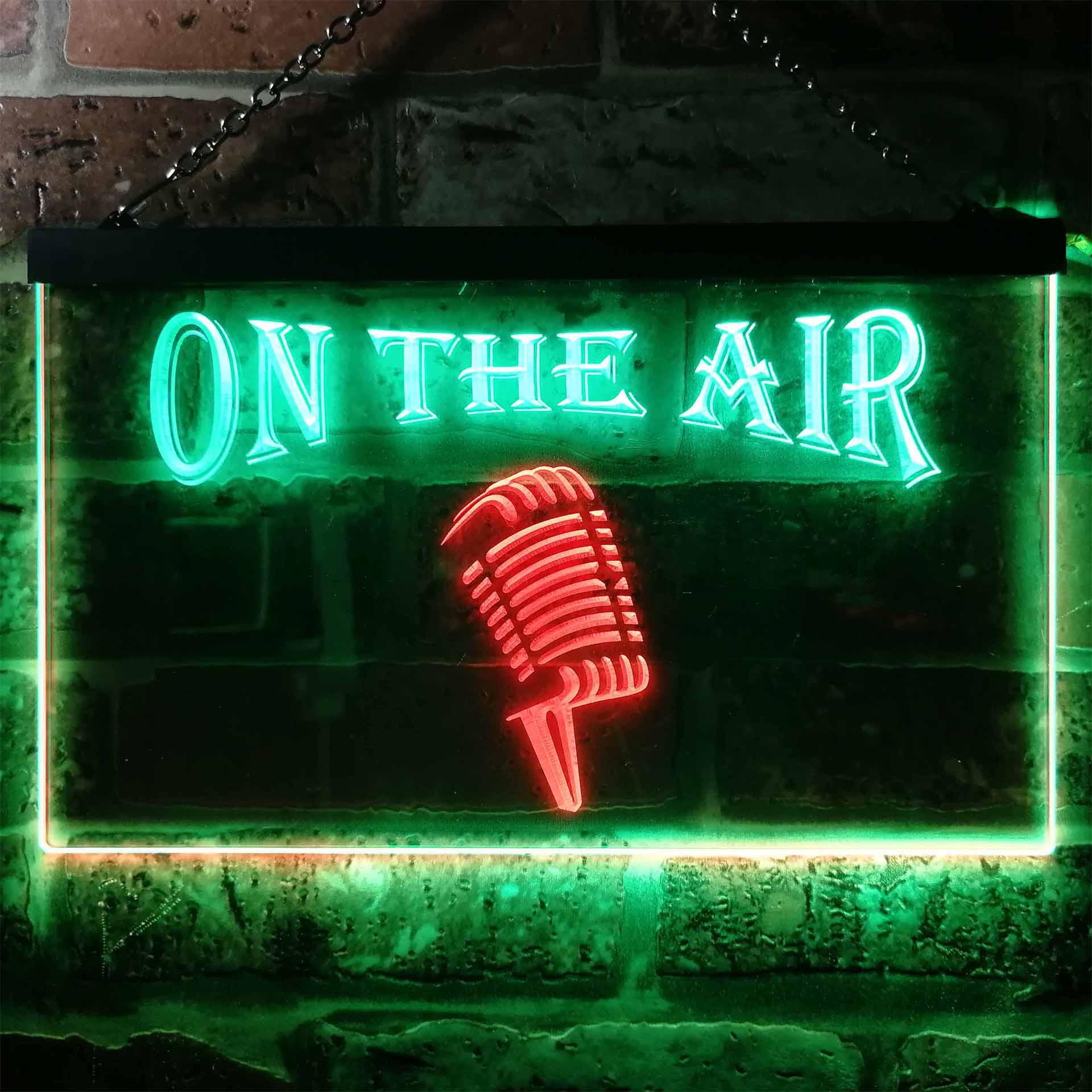 pro On The Air Microphone Studio DND Dual-Color LED Neon Sign