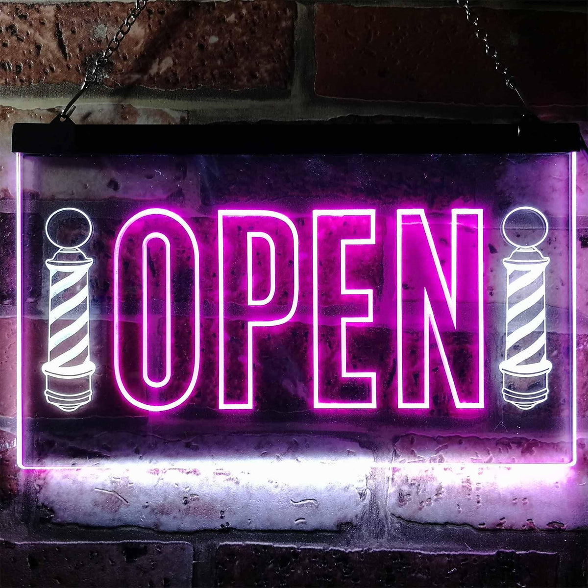 pro Barber Shop Open Pole Hair Cut Shop Dual-Color LED Neon Sign