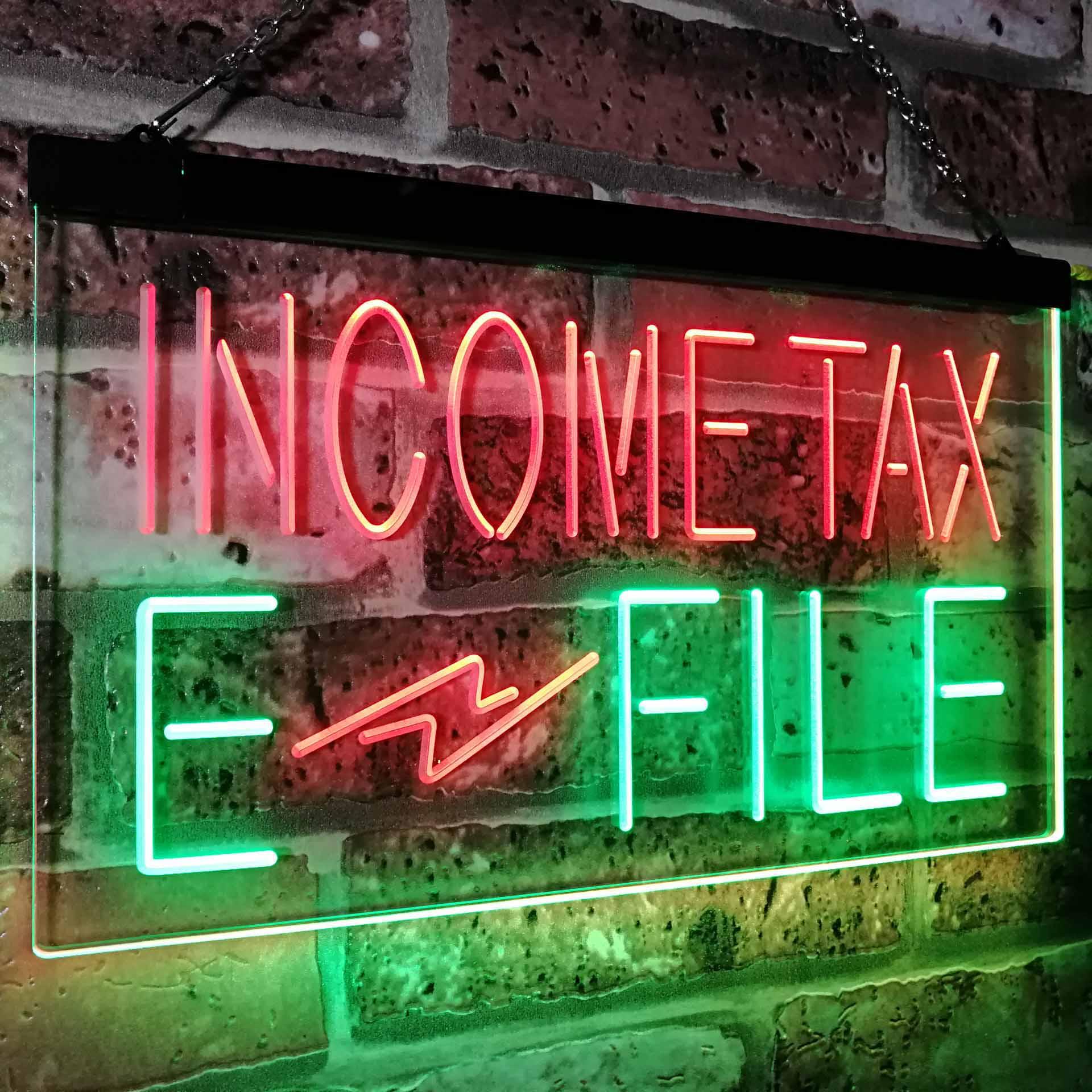 pro Income Tax E-File Indoor Display Dual-Color LED Neon Sign