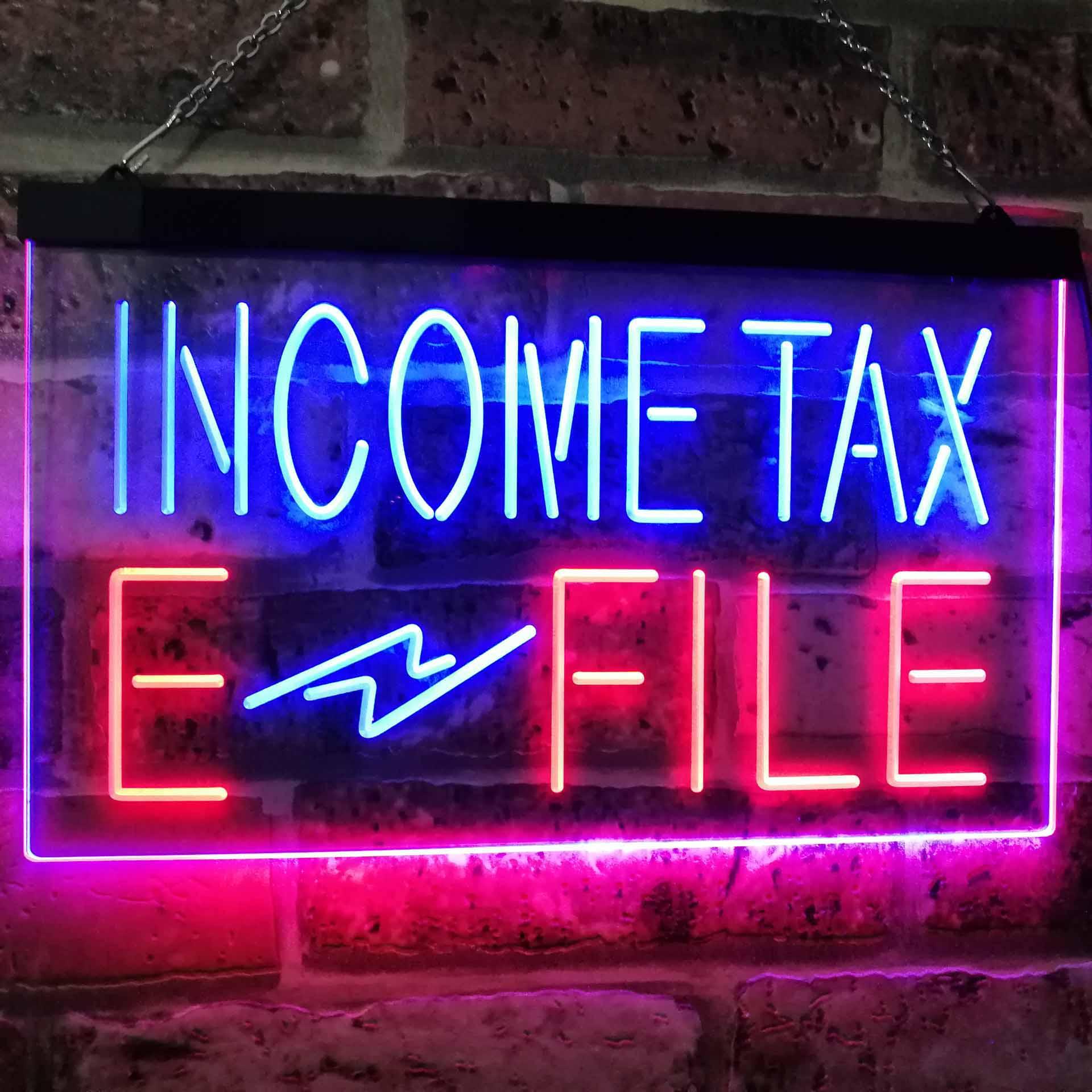 pro Income Tax E-File Indoor Display Dual-Color LED Neon Sign
