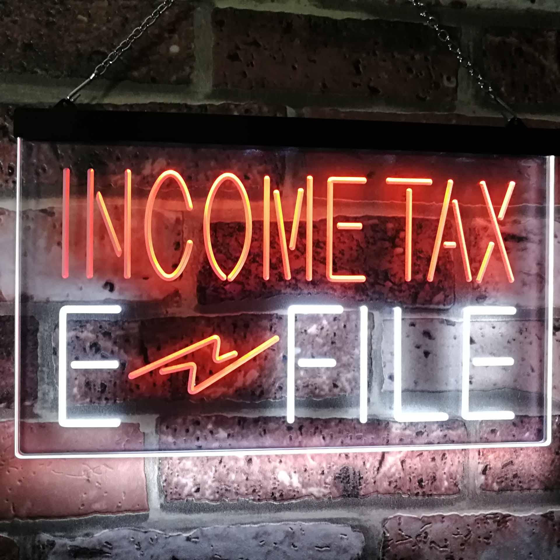 pro Income Tax E-File Indoor Display Dual-Color LED Neon Sign