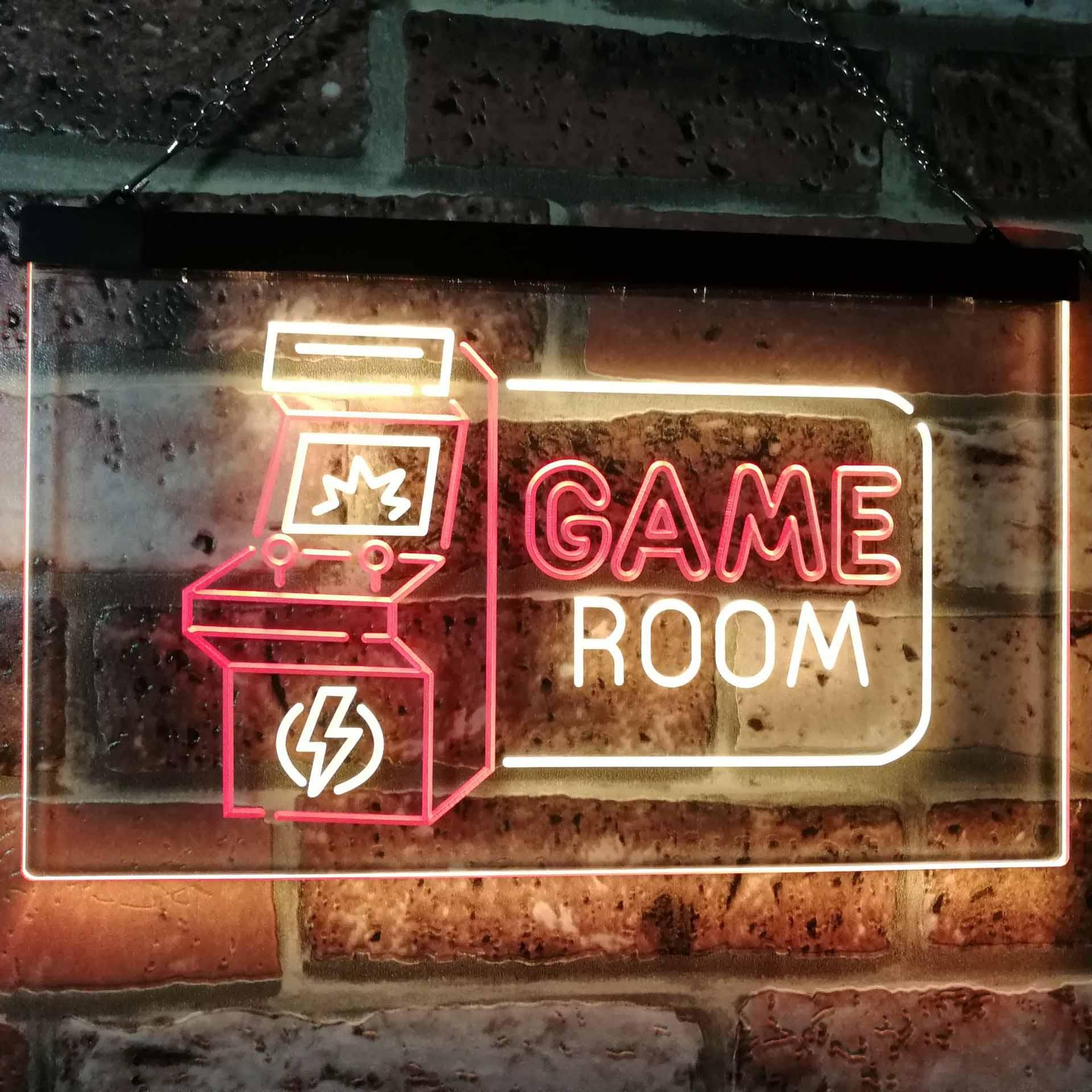 pro Game Room Arcade TV Man Cave Bar Club Dual-Color LED Neon Sign