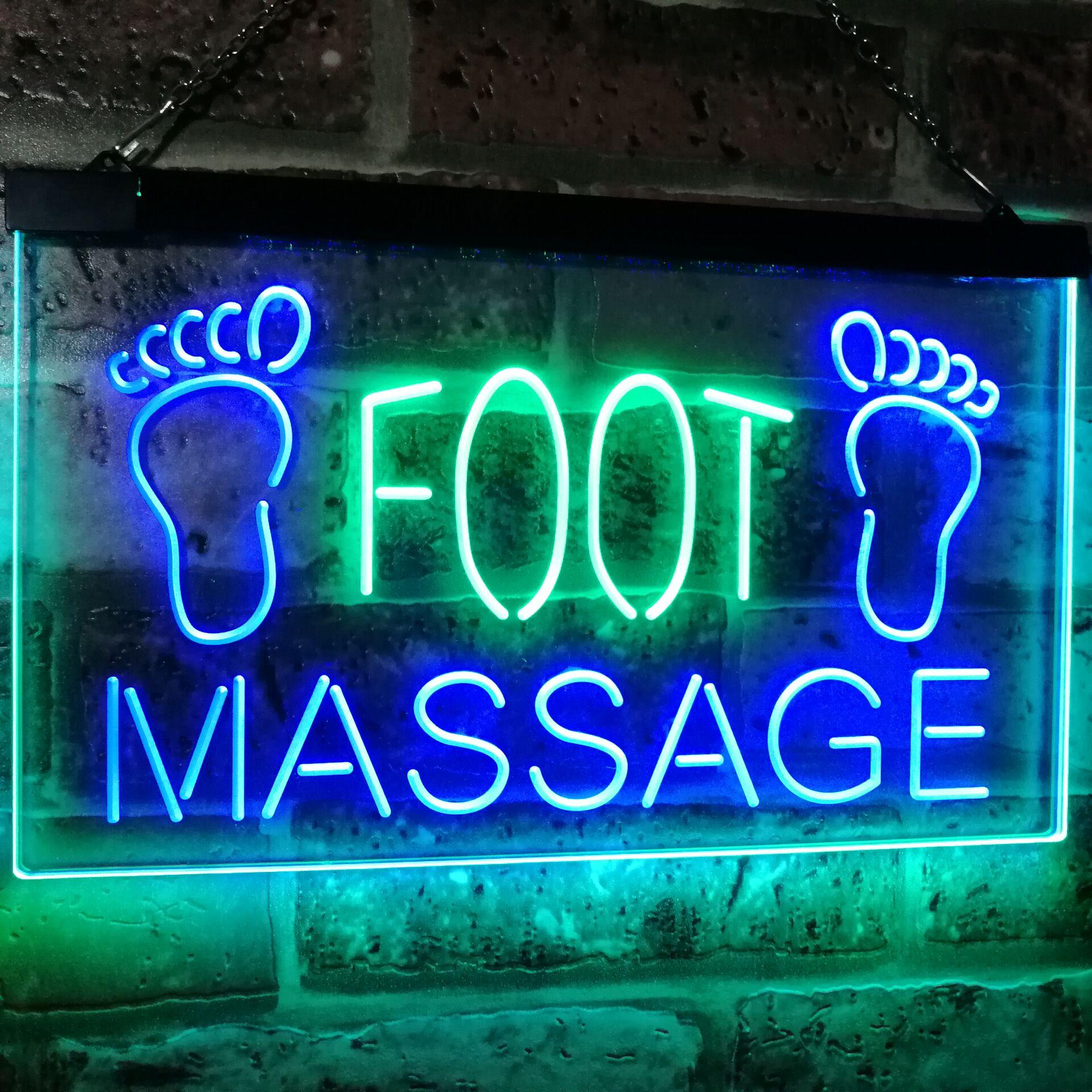 pro Foot Massage Shop Relax Welcome Open Business Decor Dual-Color LED ...
