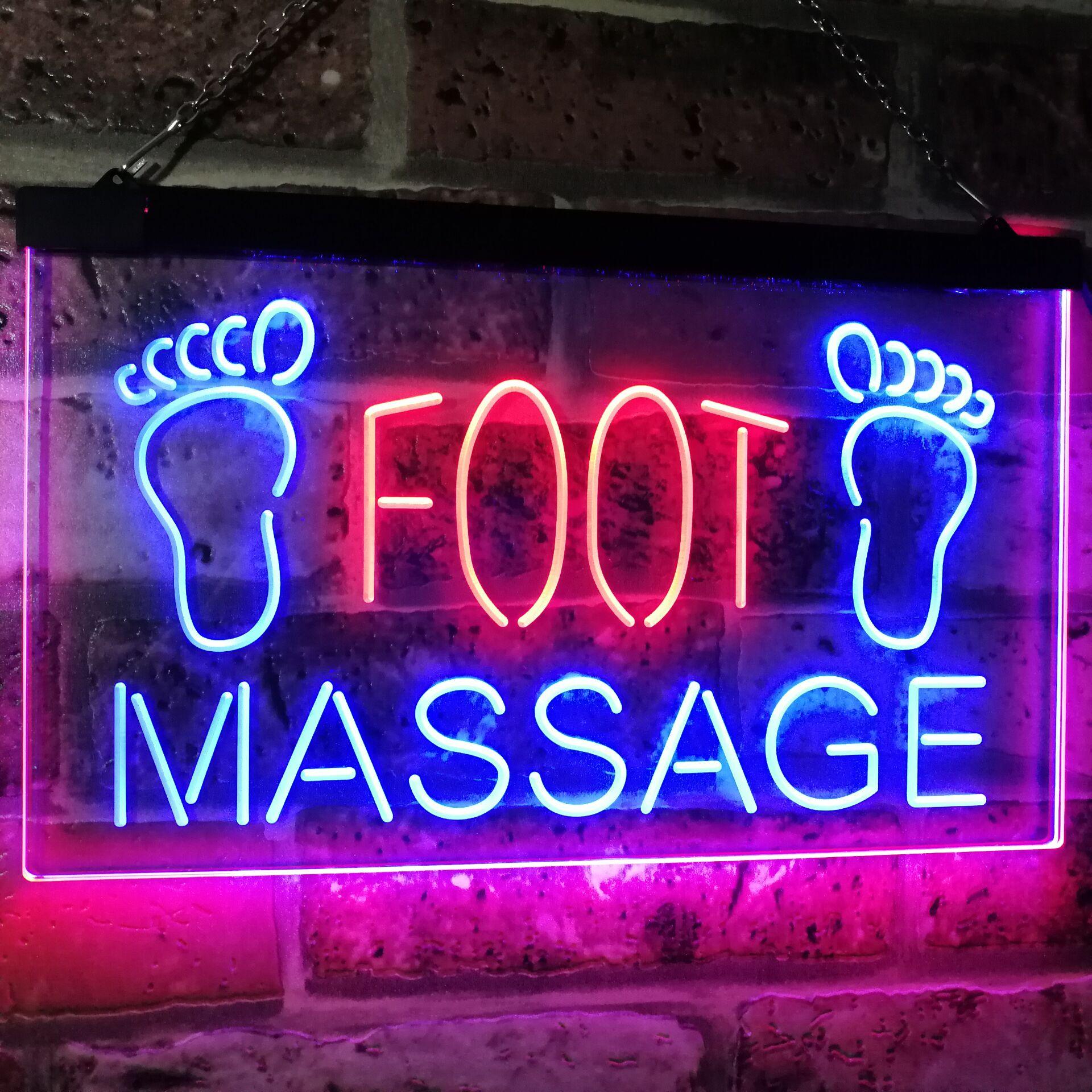 pro Foot Massage Shop Relax Welcome Open Business Decor Dual-Color LED ...