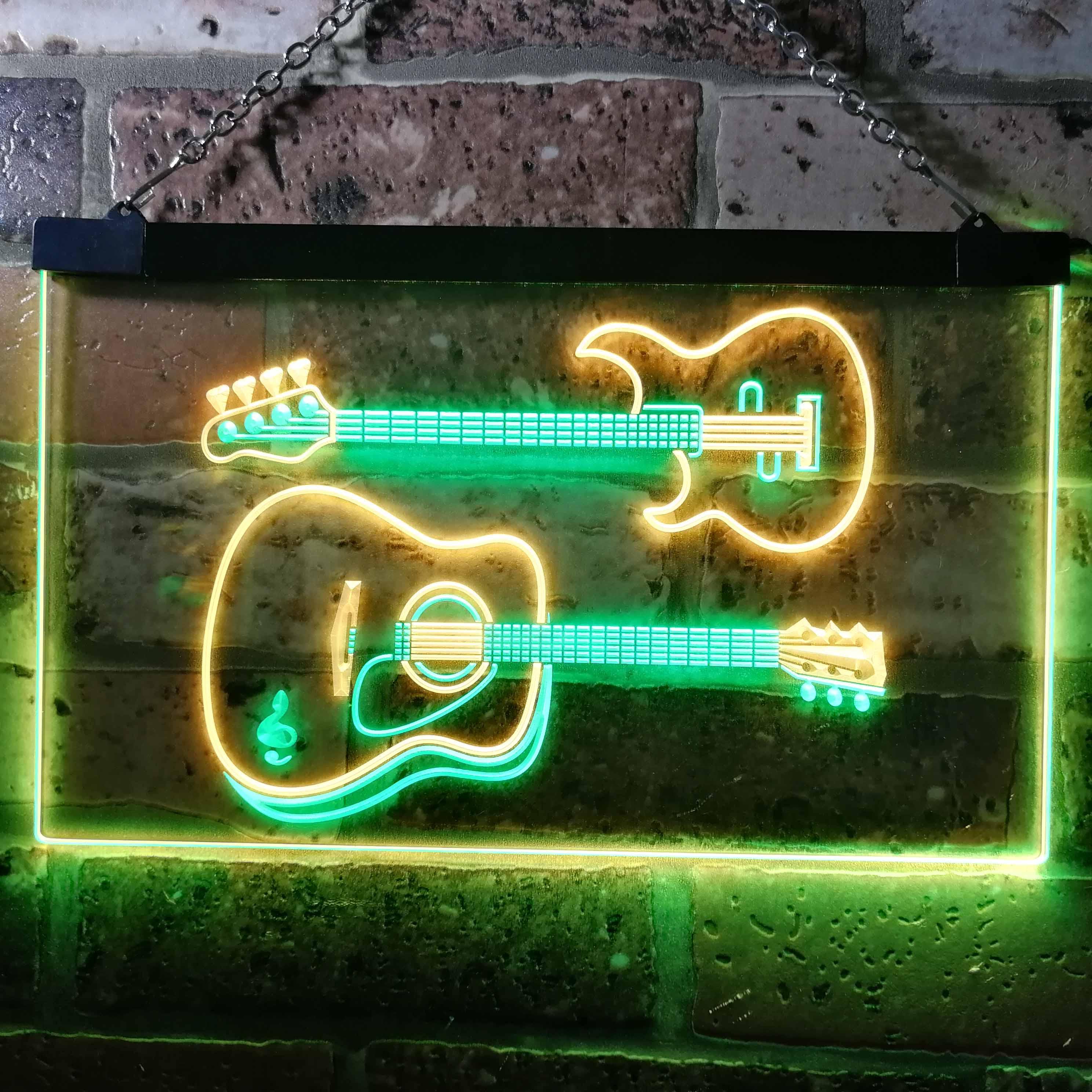 pro Guitar Electronic Acoustic Music Room Dual-Color LED Neon Sign