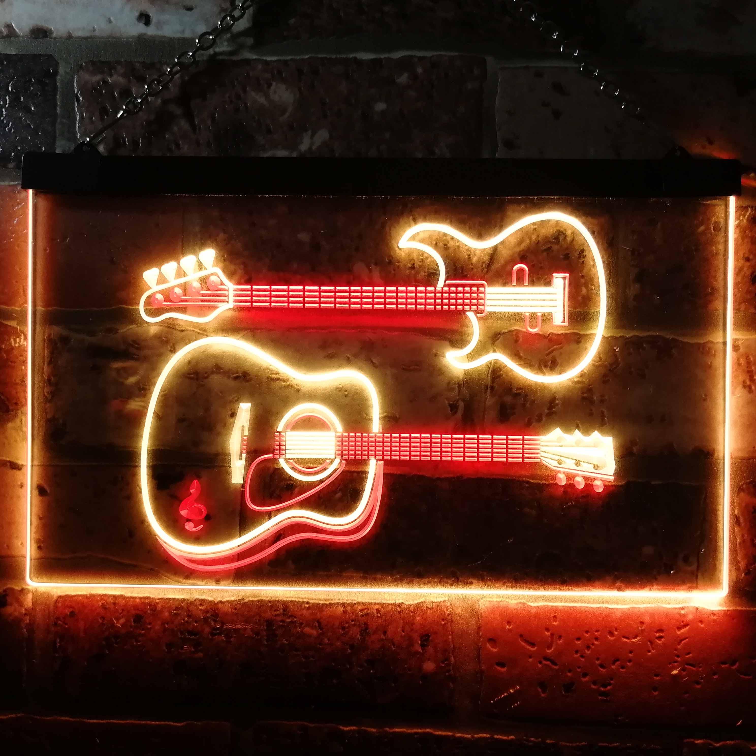 pro Guitar Electronic Acoustic Music Room Dual-Color LED Neon Sign