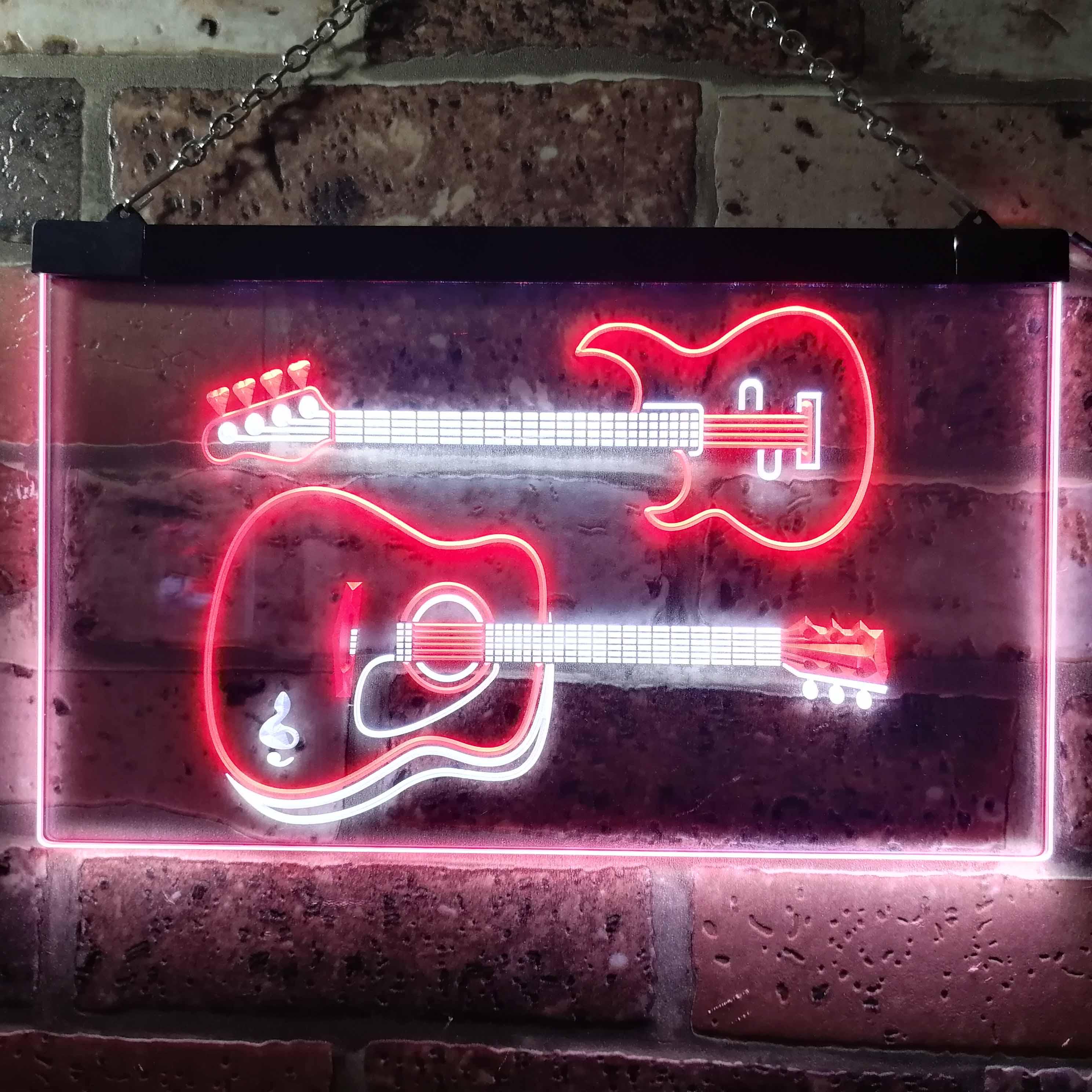 pro Guitar Electronic Acoustic Music Room Dual-Color LED Neon Sign