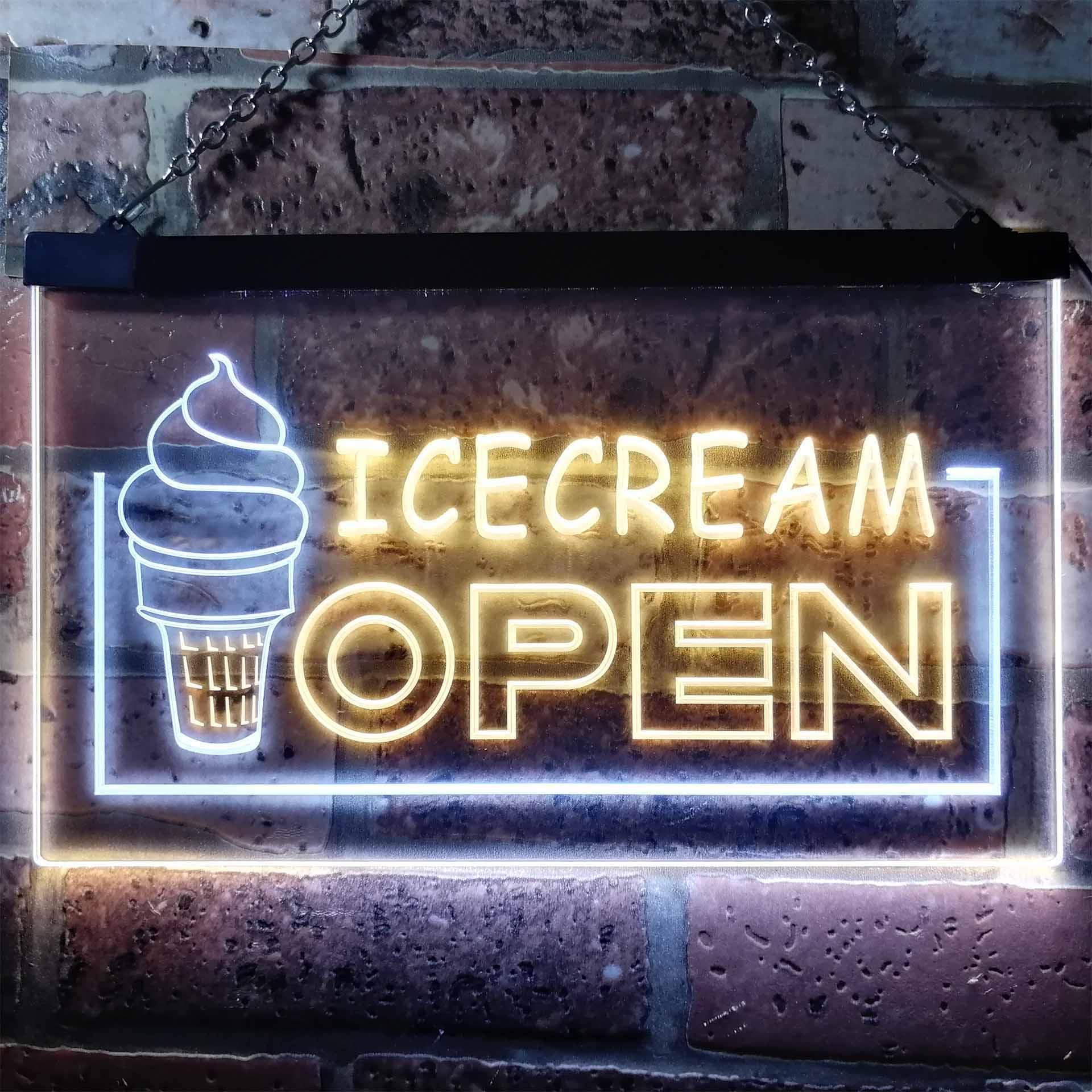 pro Ice Cream Open Shop Dual-Color LED Neon Sign