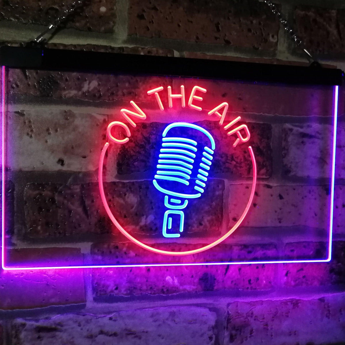 pro On The Air Microphone Studio Recording Signal Dual-Color LED Neon Sign