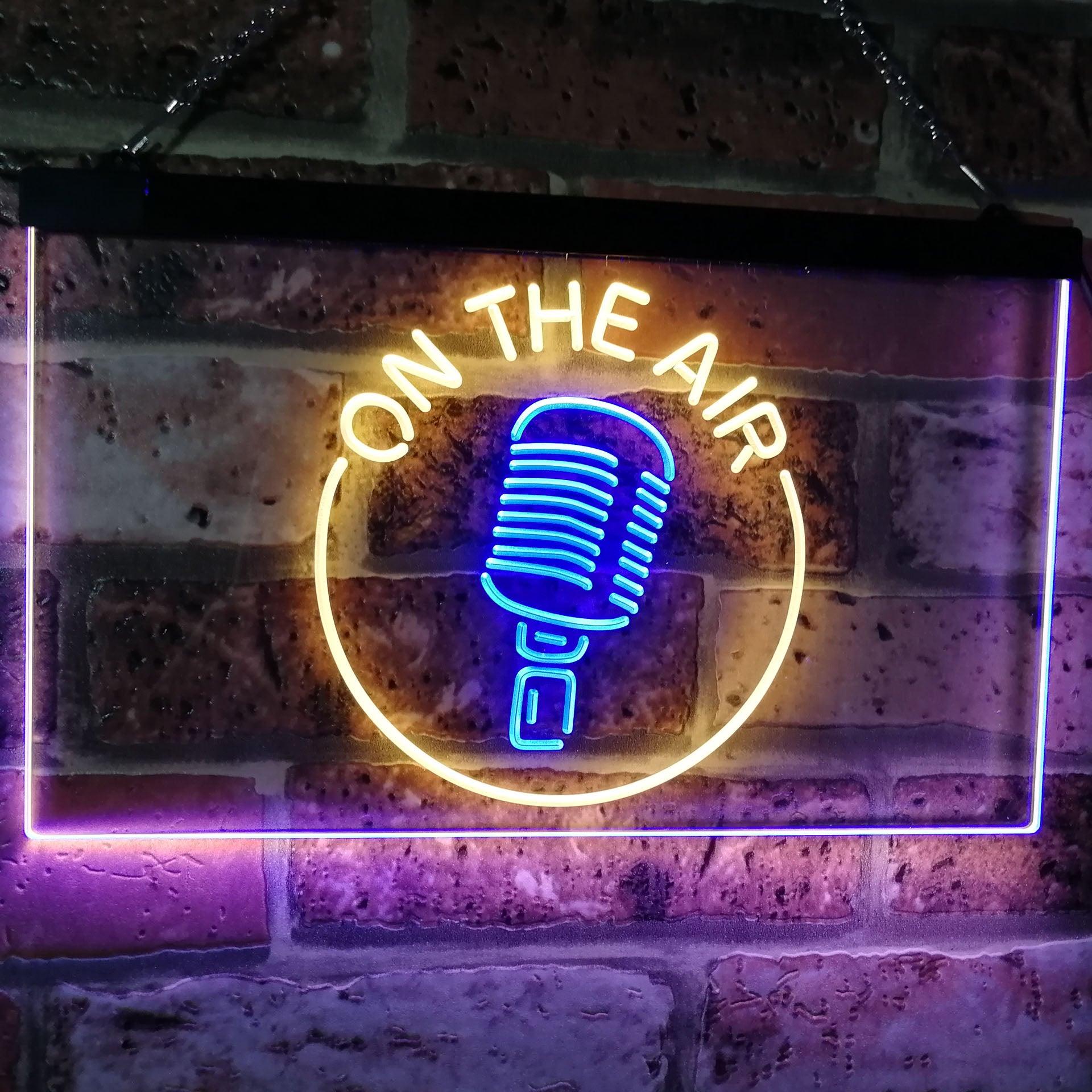 pro On The Air Microphone Studio Recording Signal Dual-Color LED Neon Sign