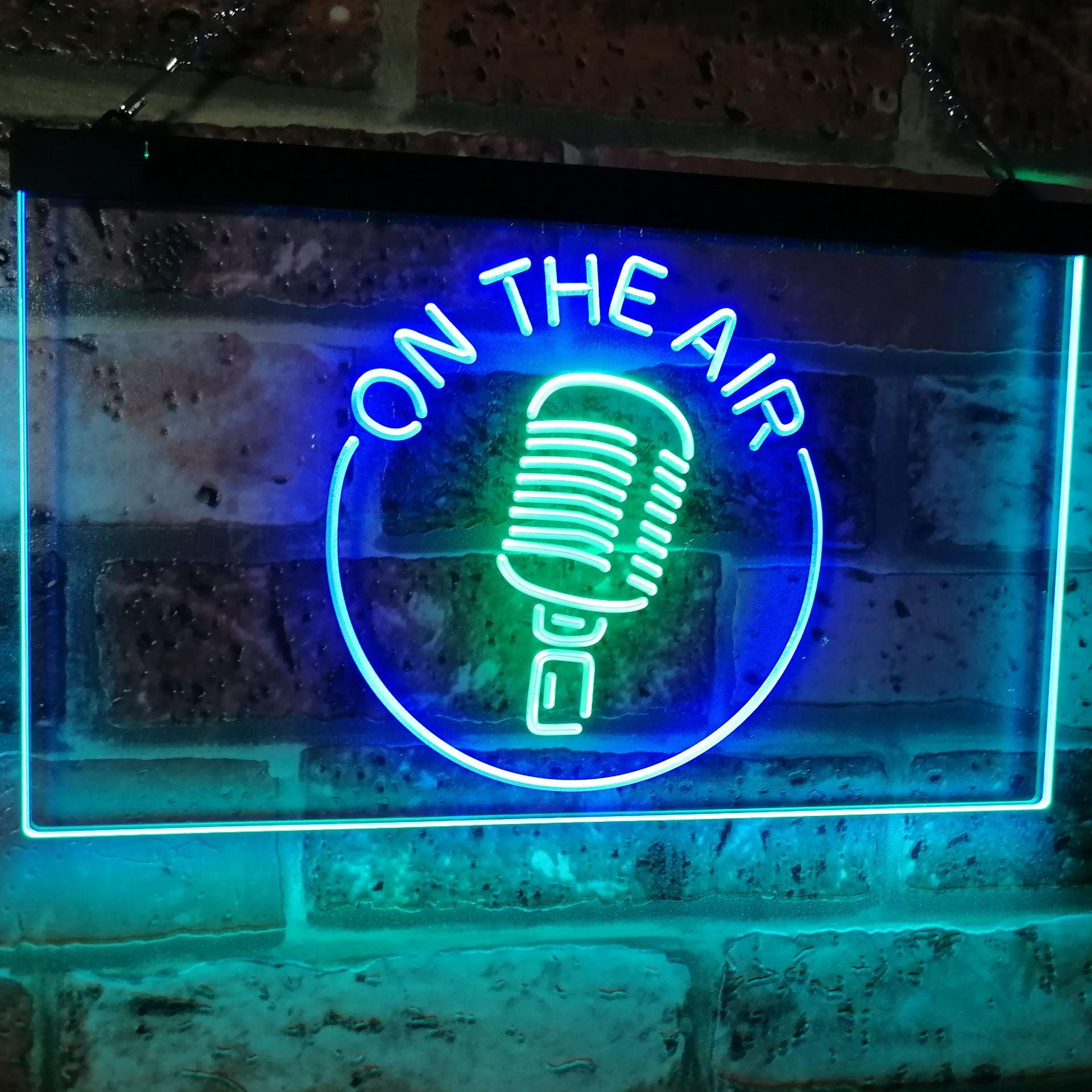 pro On The Air Microphone Studio Recording Signal Dual-Color LED Neon Sign