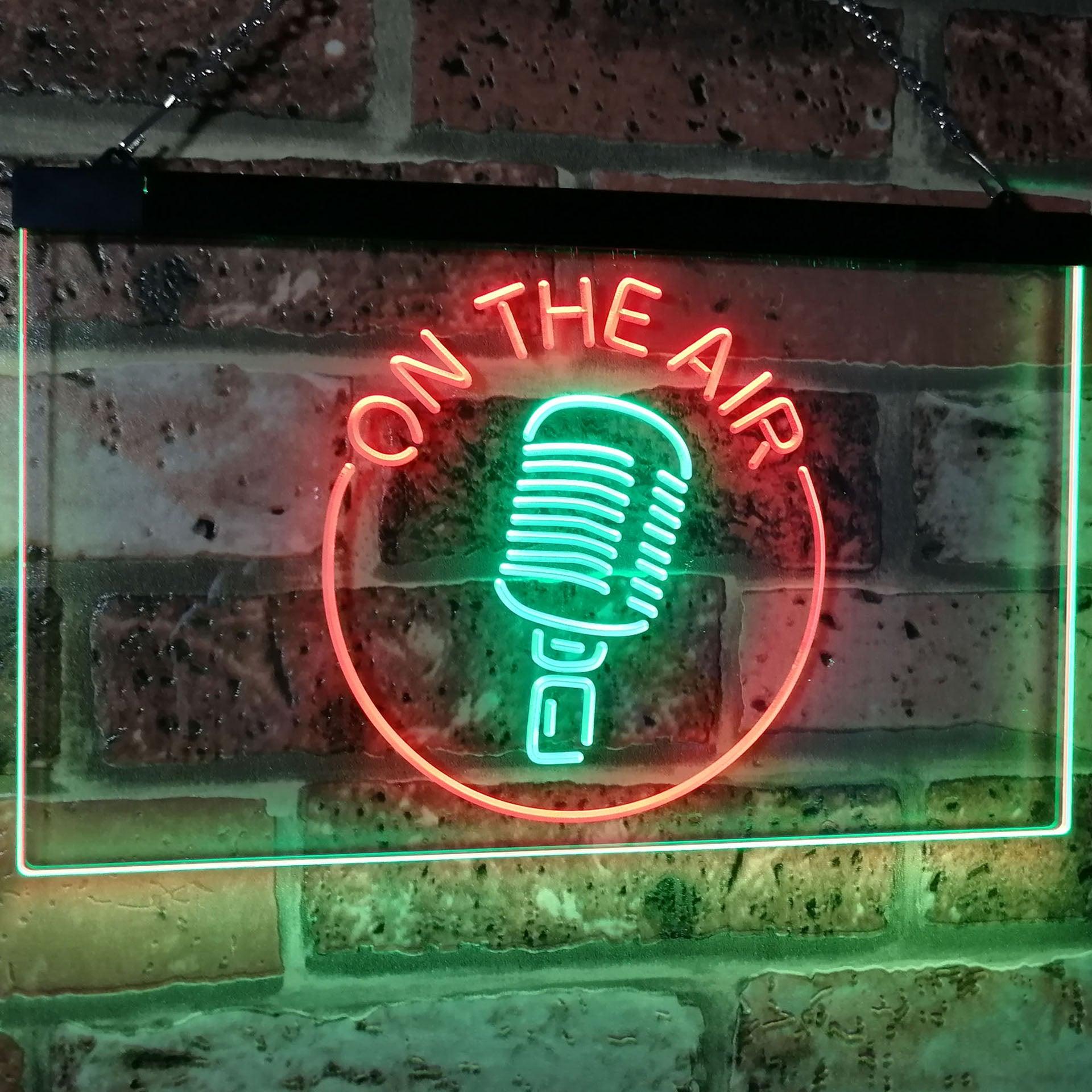 pro On The Air Microphone Studio Recording Signal Dual-Color LED Neon Sign