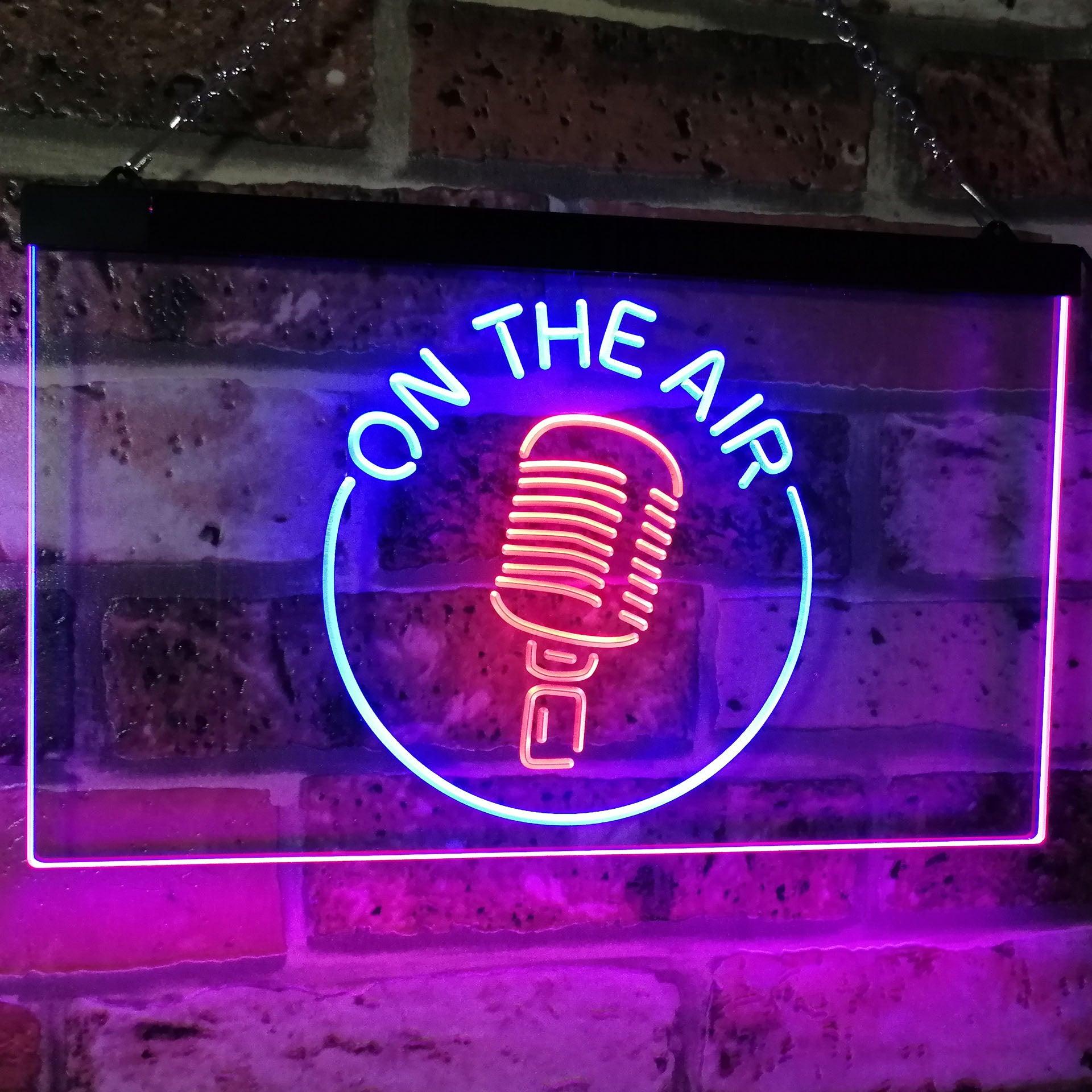 pro On The Air Microphone Studio Recording Signal Dual-Color LED Neon Sign