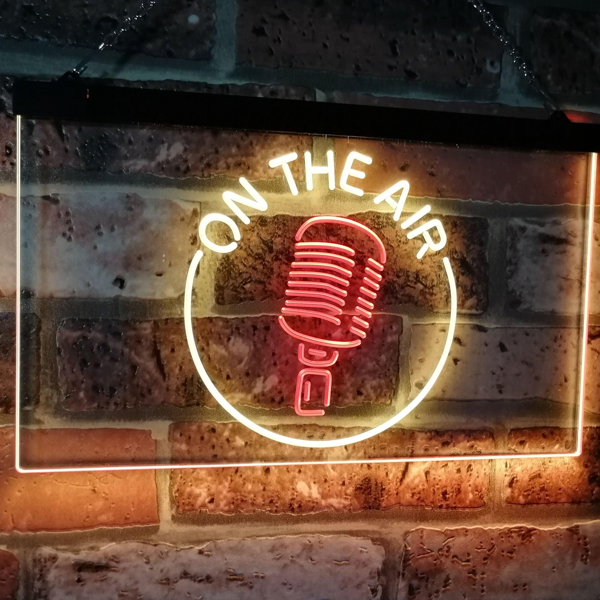 pro On The Air Microphone Studio Recording Signal Dual-Color LED Neon Sign