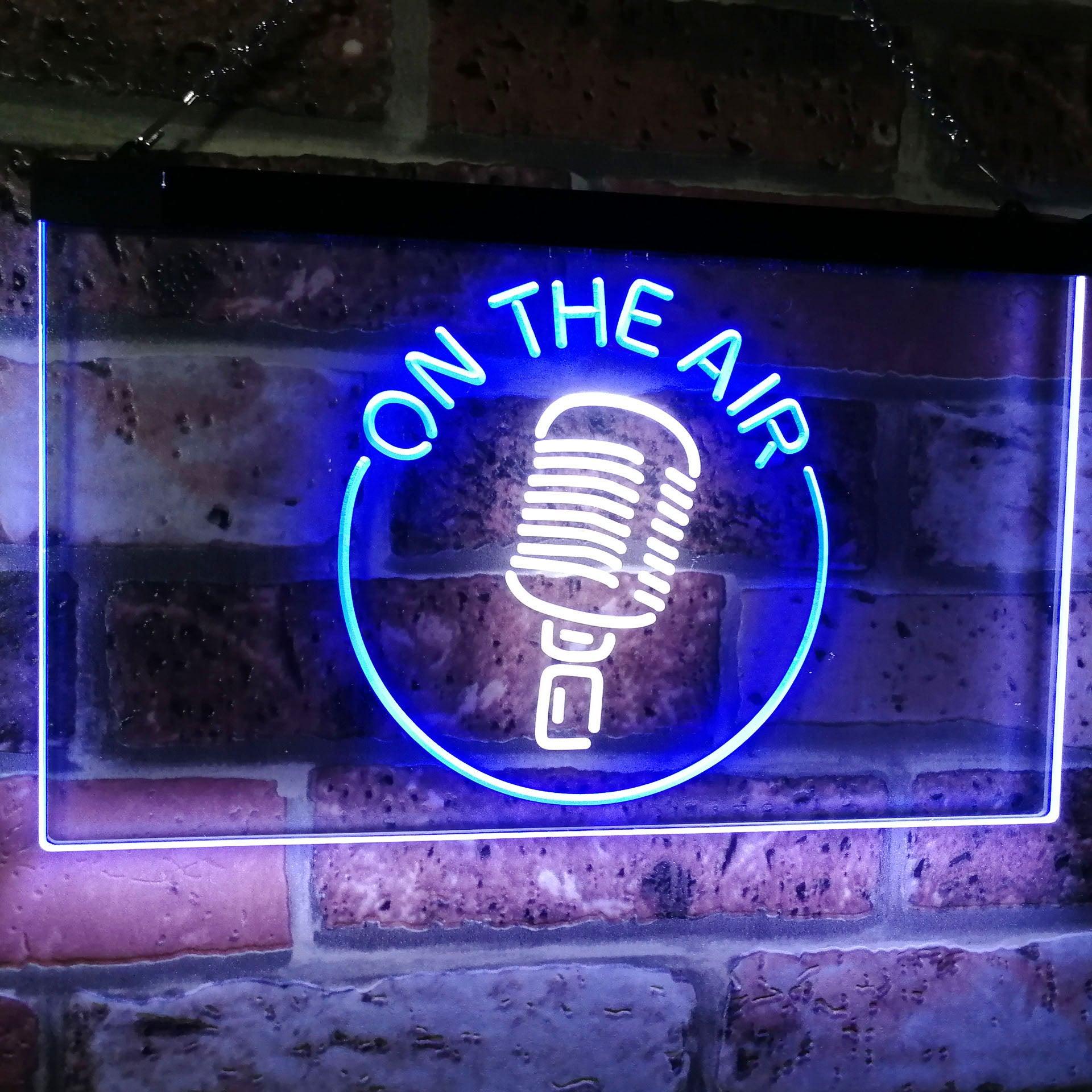 pro On The Air Microphone Studio Recording Signal Dual-Color LED Neon Sign