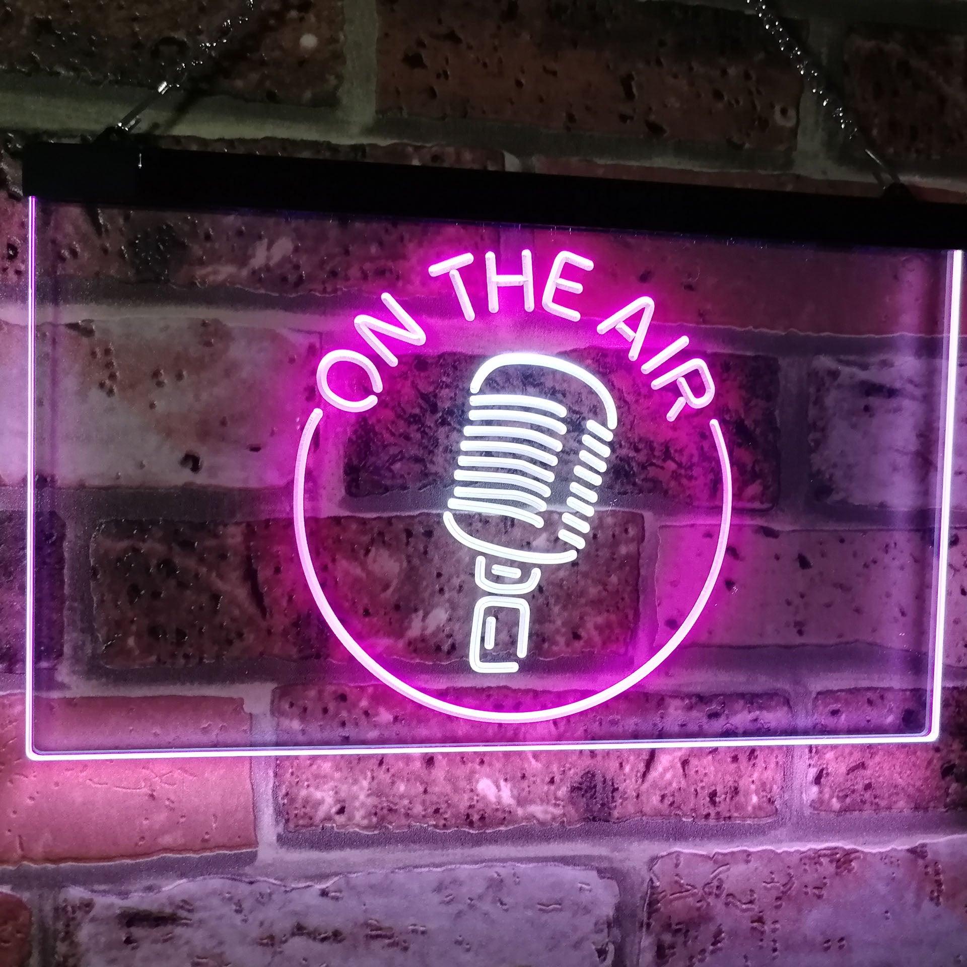 pro On The Air Microphone Studio Recording Signal Dual-Color LED Neon Sign