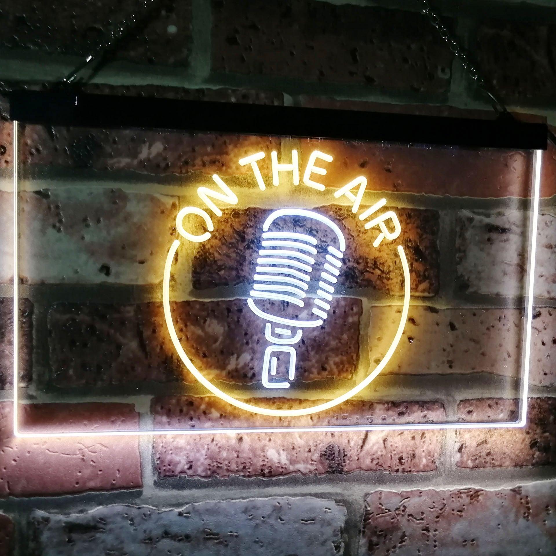 pro On The Air Microphone Studio Recording Signal Dual-Color LED Neon Sign