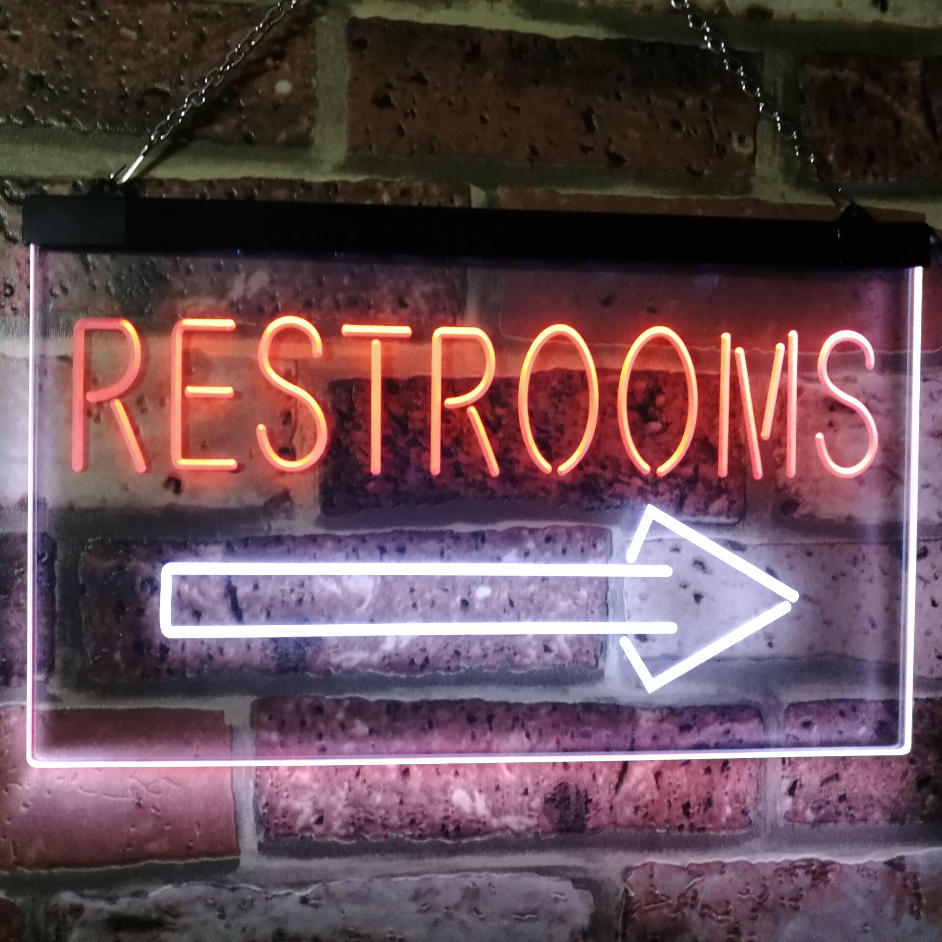 pro Restroom Arrow Point to Right Toilet Dual-Color LED Neon Sign
