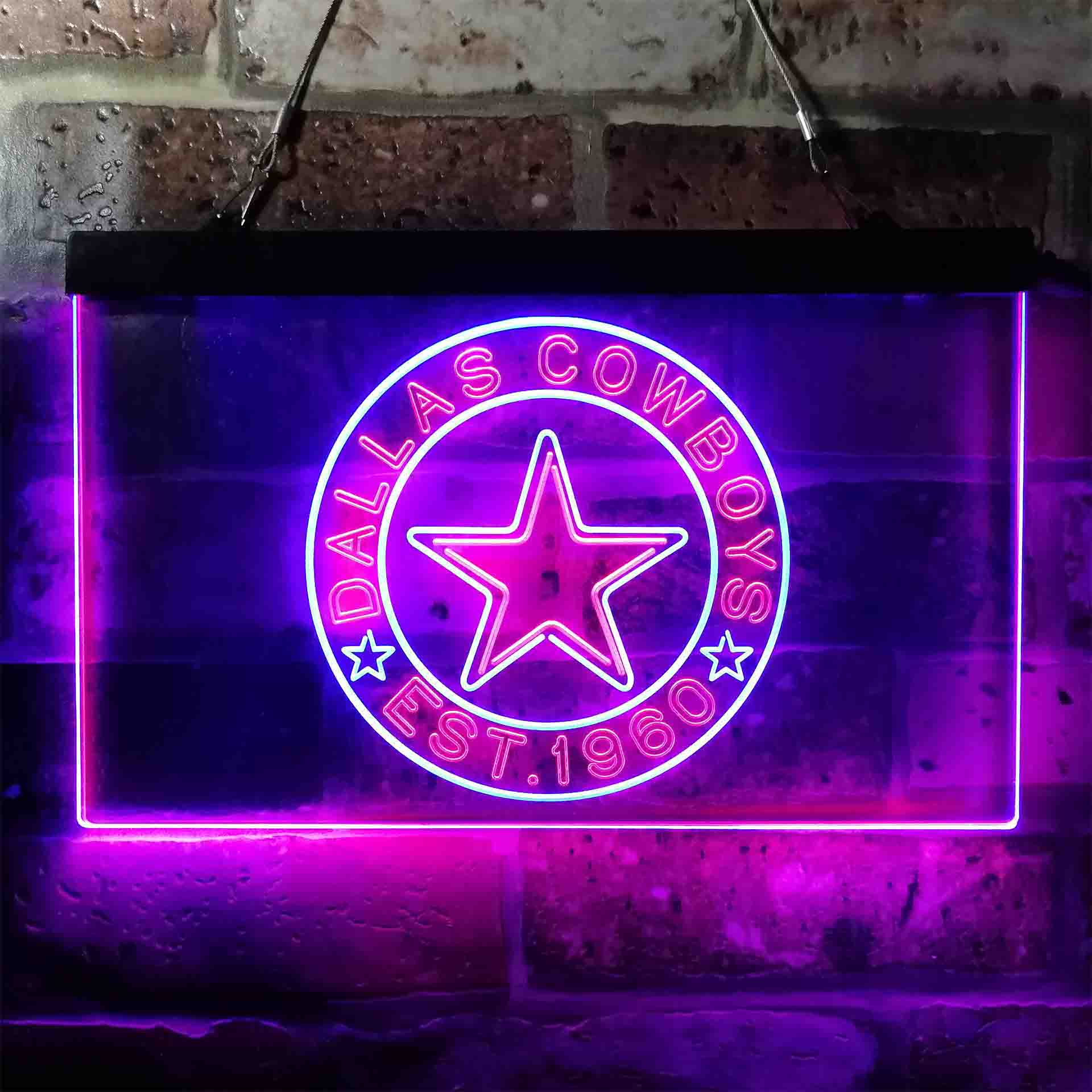 Personalized Dallas Cowboys NFL Custom Your Sport Team Cowboys Est. 1960 Dual Color LED Neon Sign ProLedSign