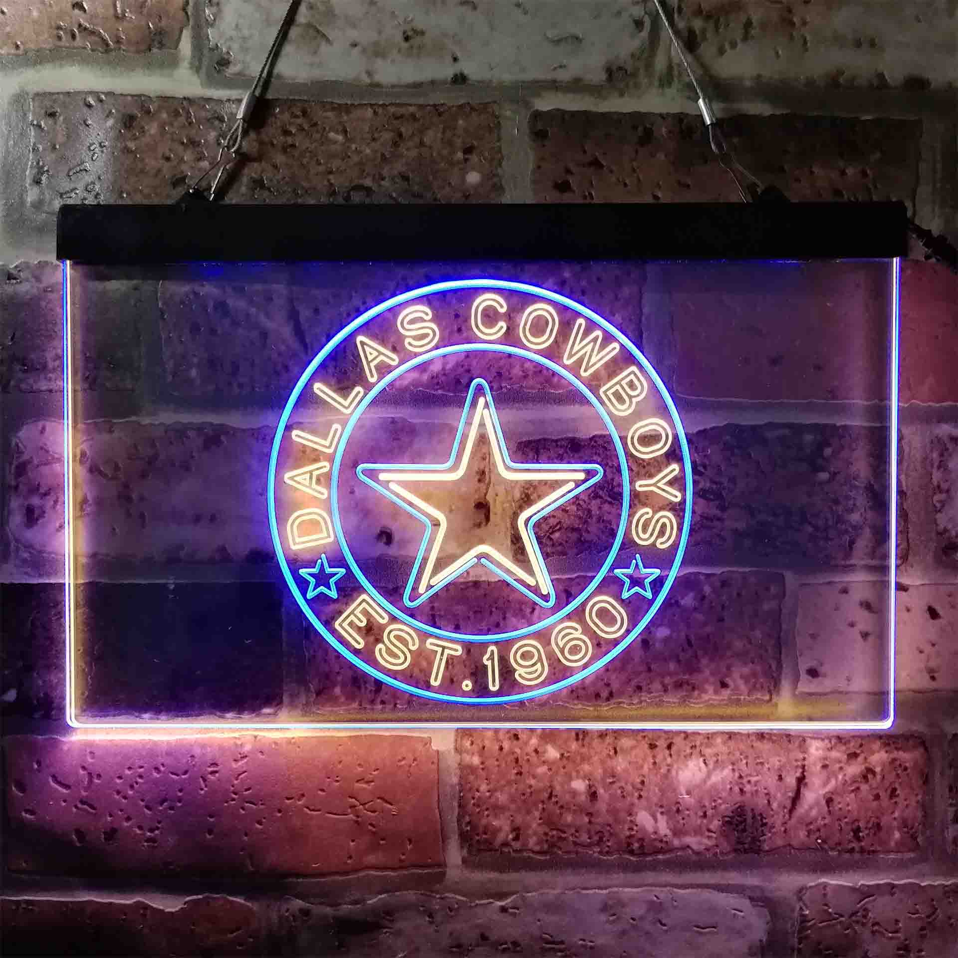 Personalized Dallas Cowboys NFL Custom Your Sport Team Cowboys Est. 1960 Dual Color LED Neon Sign ProLedSign