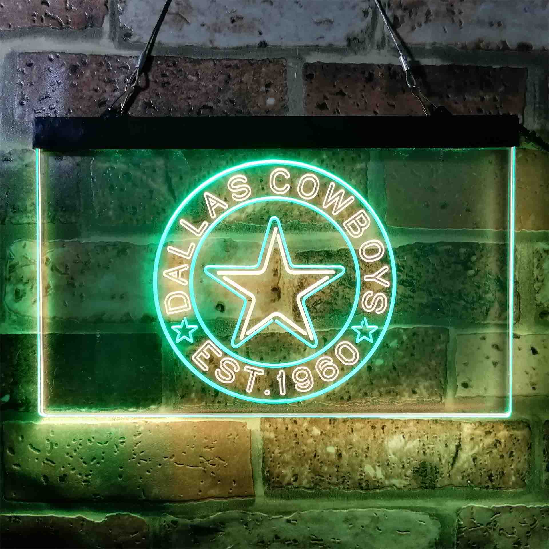 Personalized Dallas Cowboys NFL Custom Your Sport Team Cowboys Est. 1960 Dual Color LED Neon Sign ProLedSign