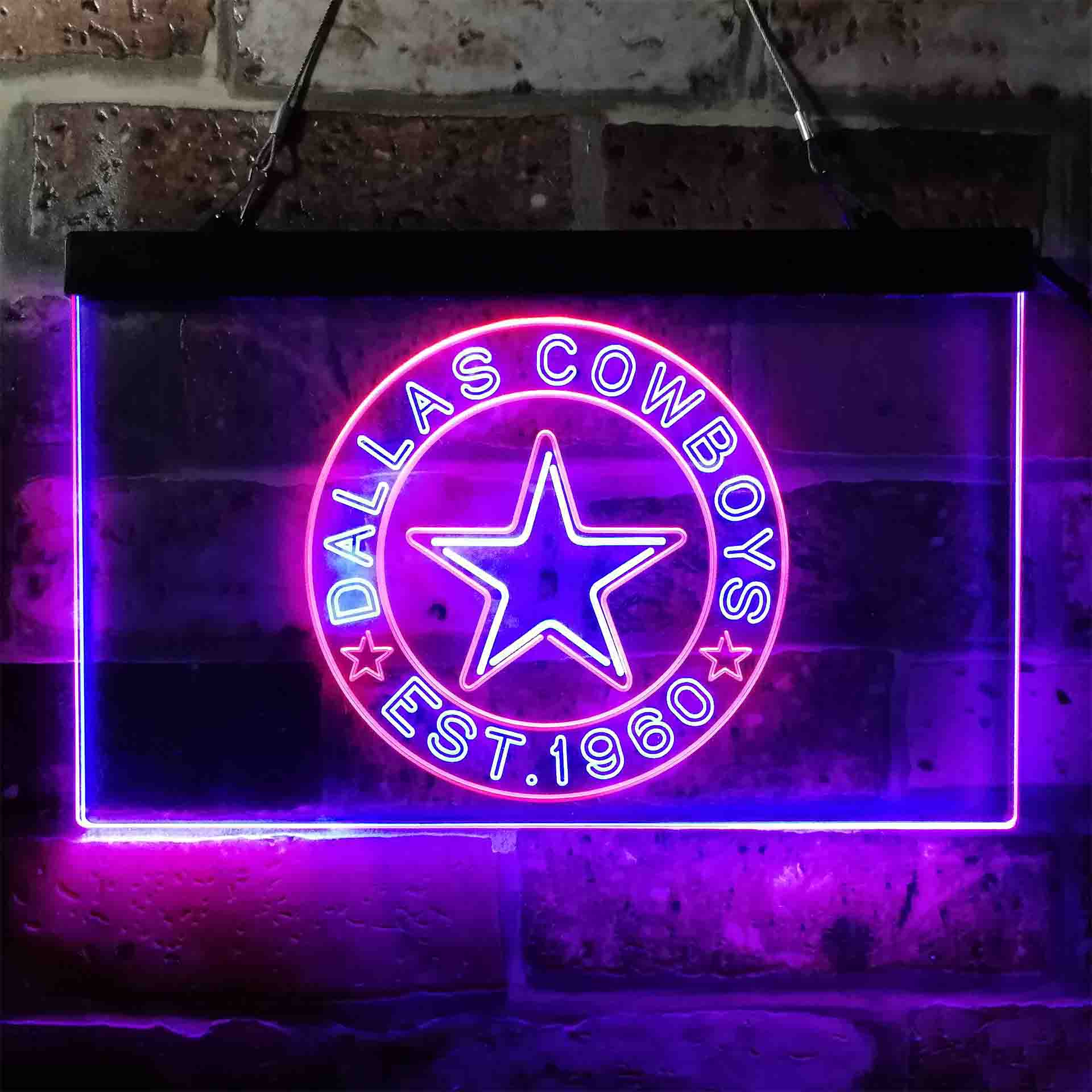 Personalized Dallas Cowboys NFL Custom Your Sport Team Cowboys Est. 1960 Dual Color LED Neon Sign ProLedSign